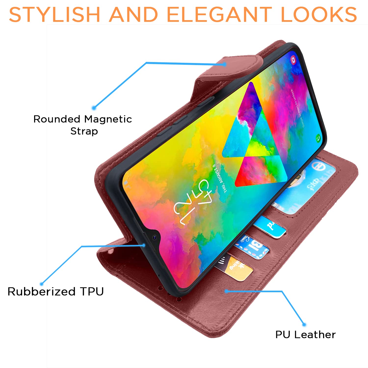 Pikkme Samsung Galaxy M20 Vintage Flip Cover (Brown)