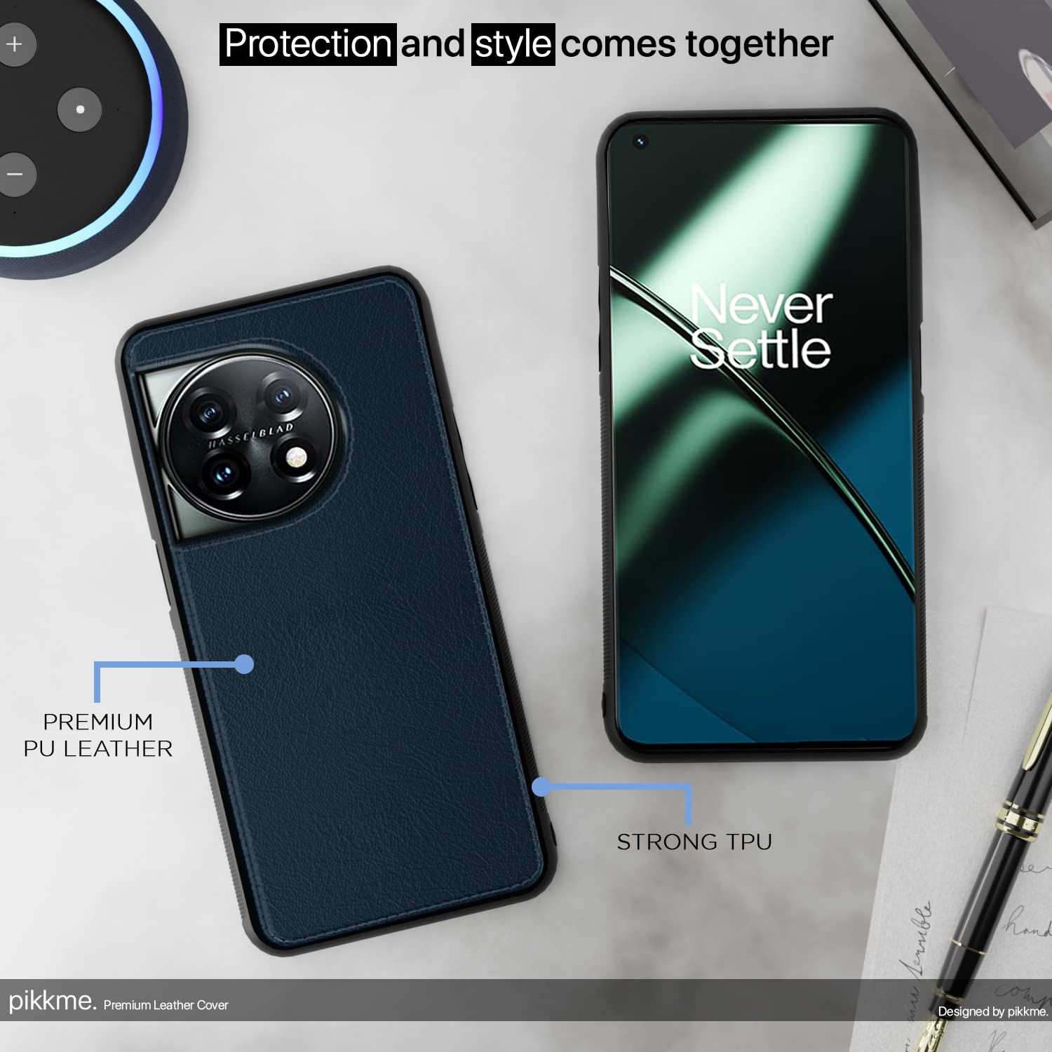 OnePlus 11 5G Leather back cover in blue by Pikkme – photo 4