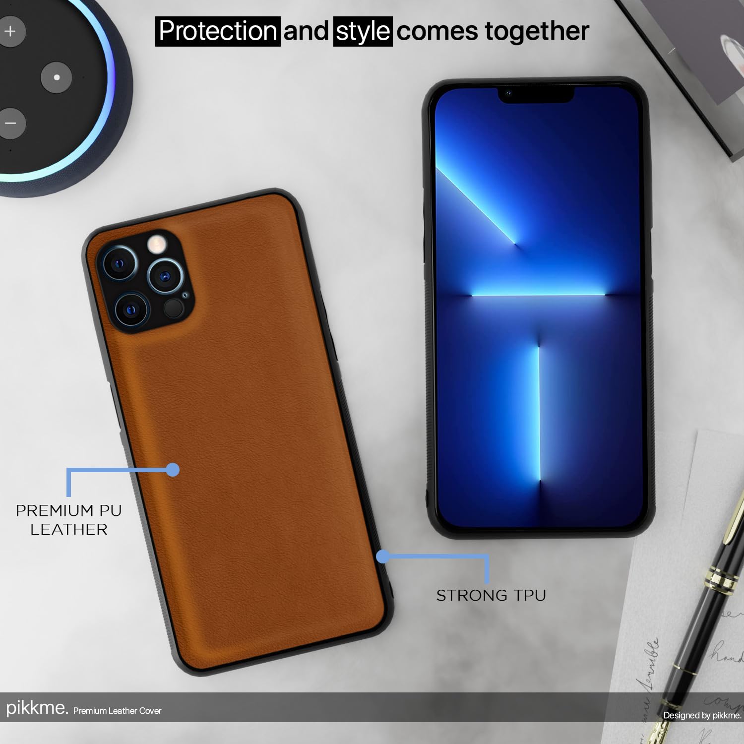 iPhone 13 Pro Leather phone cover in camel by Pikkme – photo 4
