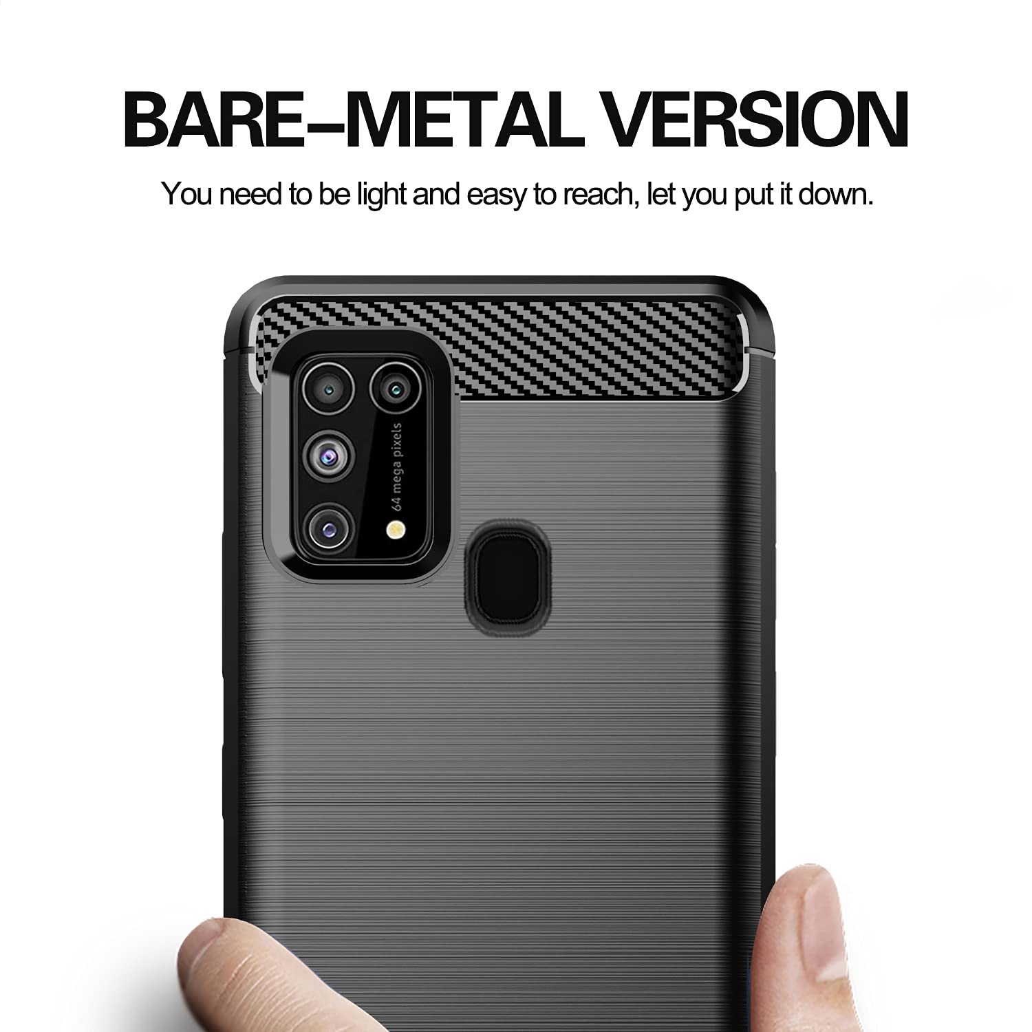 Pikkme Samsung Galaxy M31 / F41 / M31 Prime Hybrid Carbon Fiber Back Cover | Black