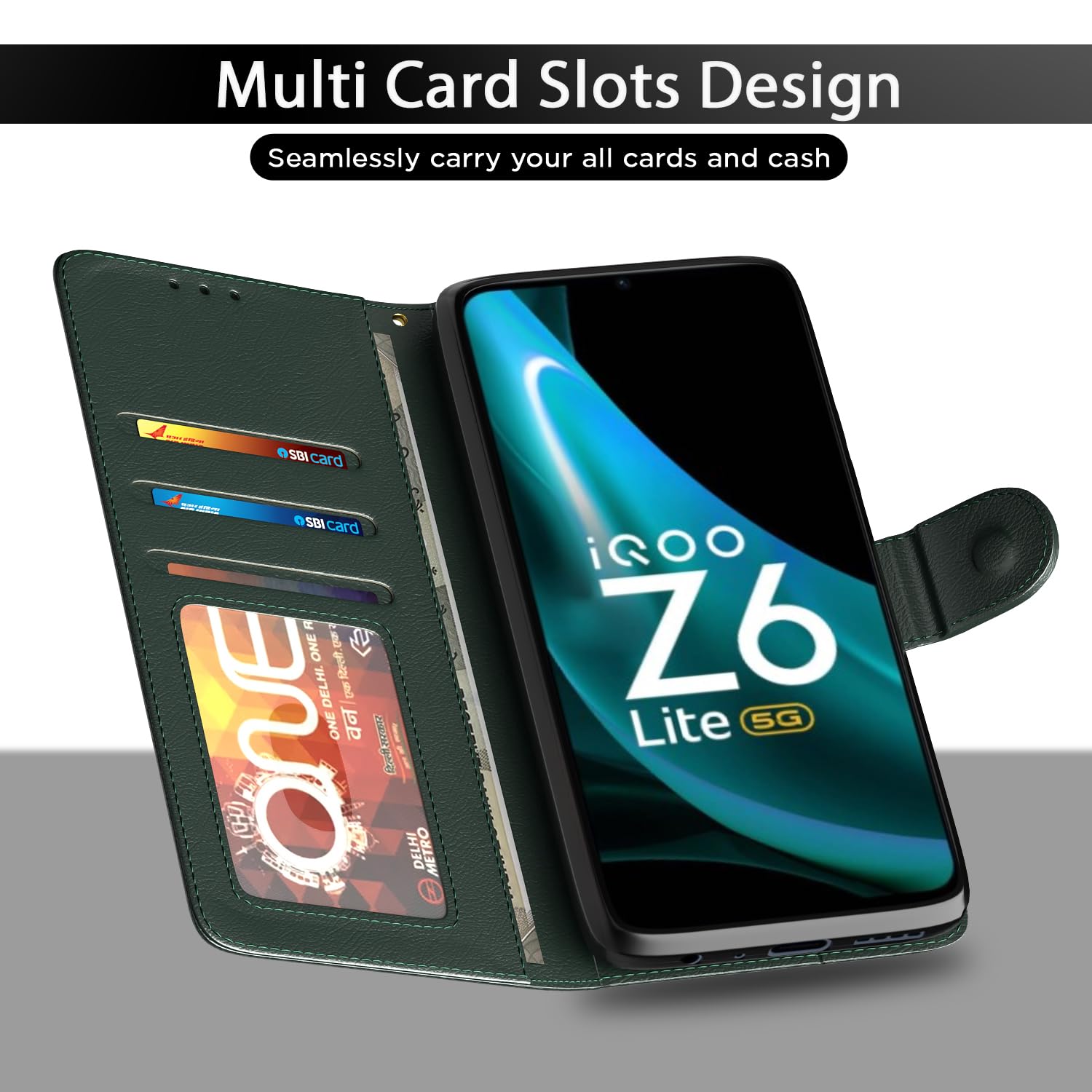 Pikkme green mobile flip cover for iQOO Z6 Lite 5G – photo 5