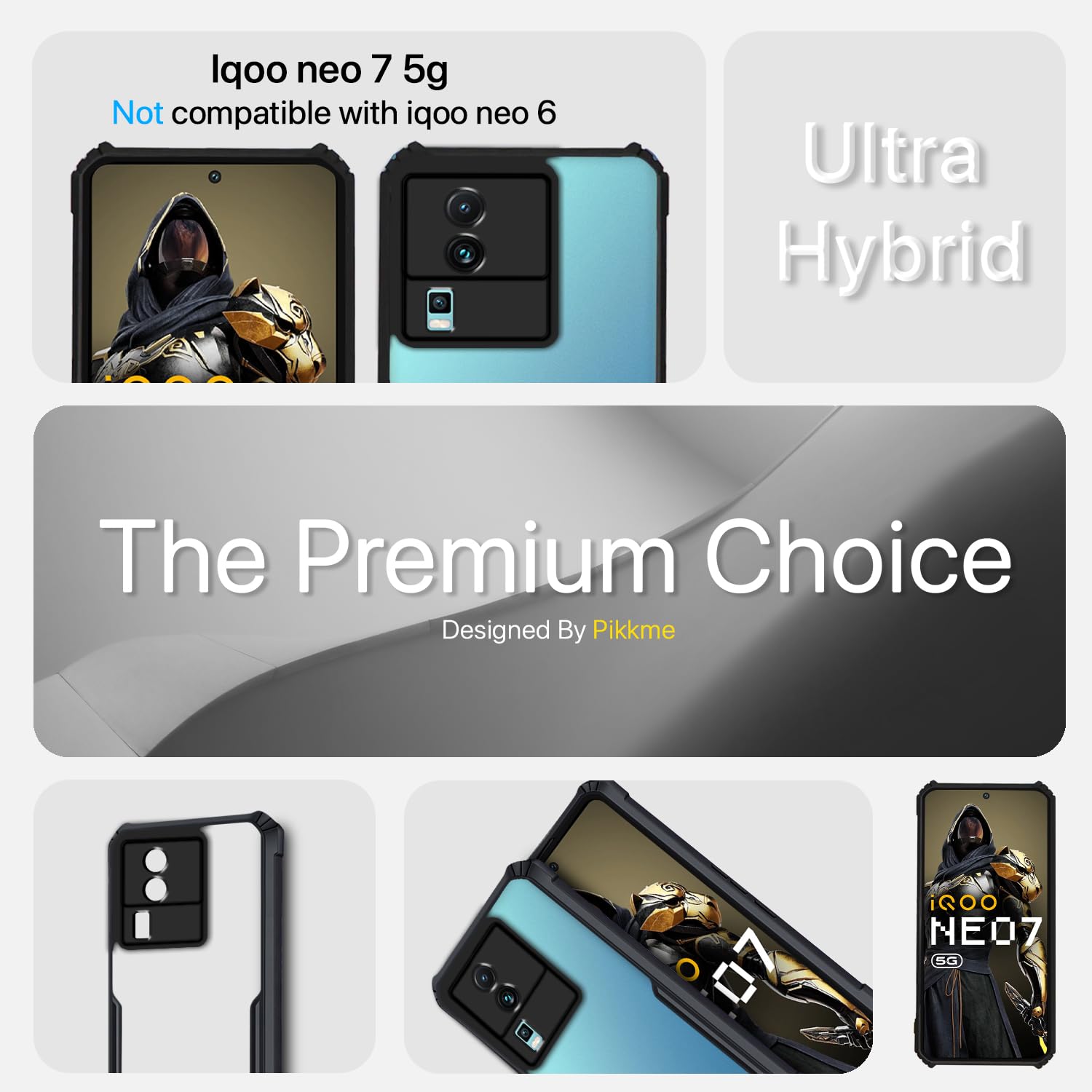 Black Hybrid phone cover for iQOO Neo 7 5G – Pikkme – photo 2