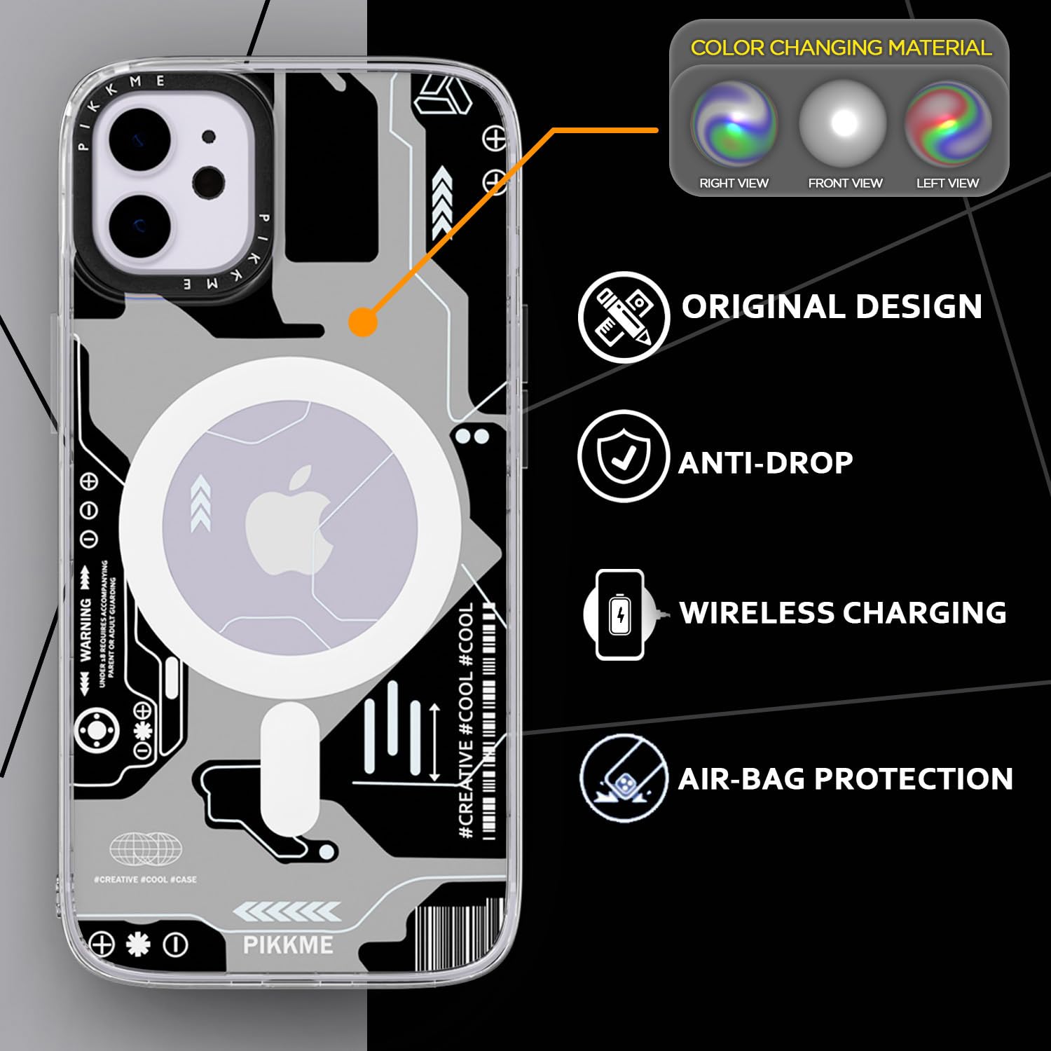 Pikkme iPhone 11 Printmagsafe Back Cover (Black)