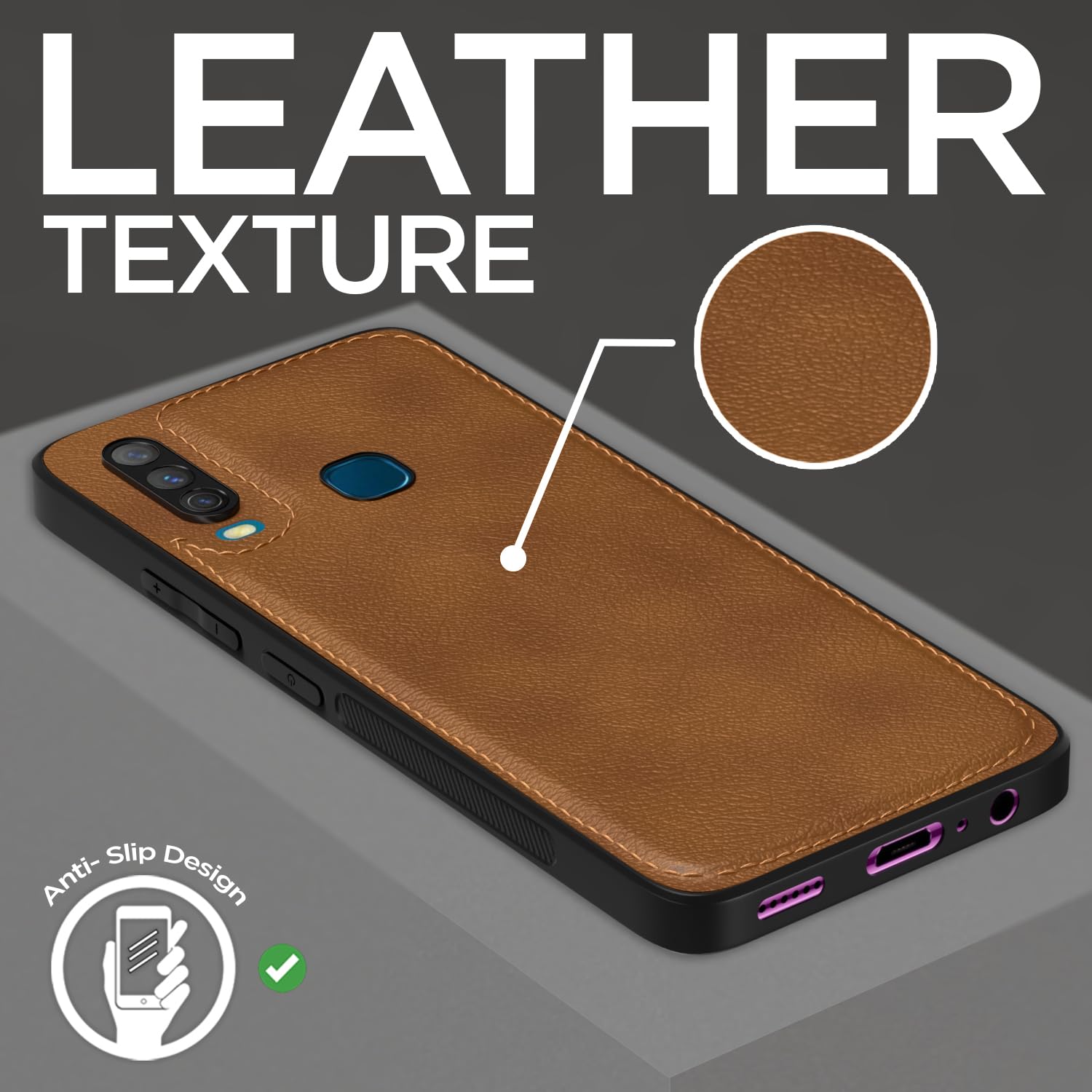 Pikkme Vivo Y12/Y15/Y17/U10 Leather brown back cover – photo 7