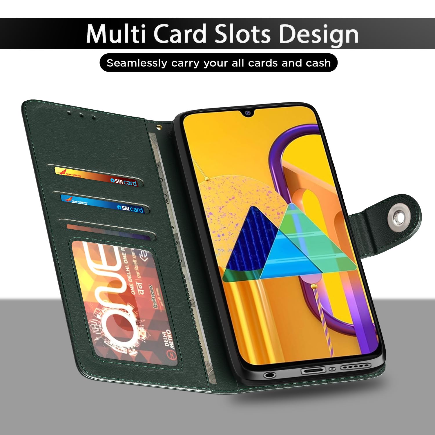 Samsung Galaxy M30s / M21 / M21 2021 Vintage Flip Cover (Green)