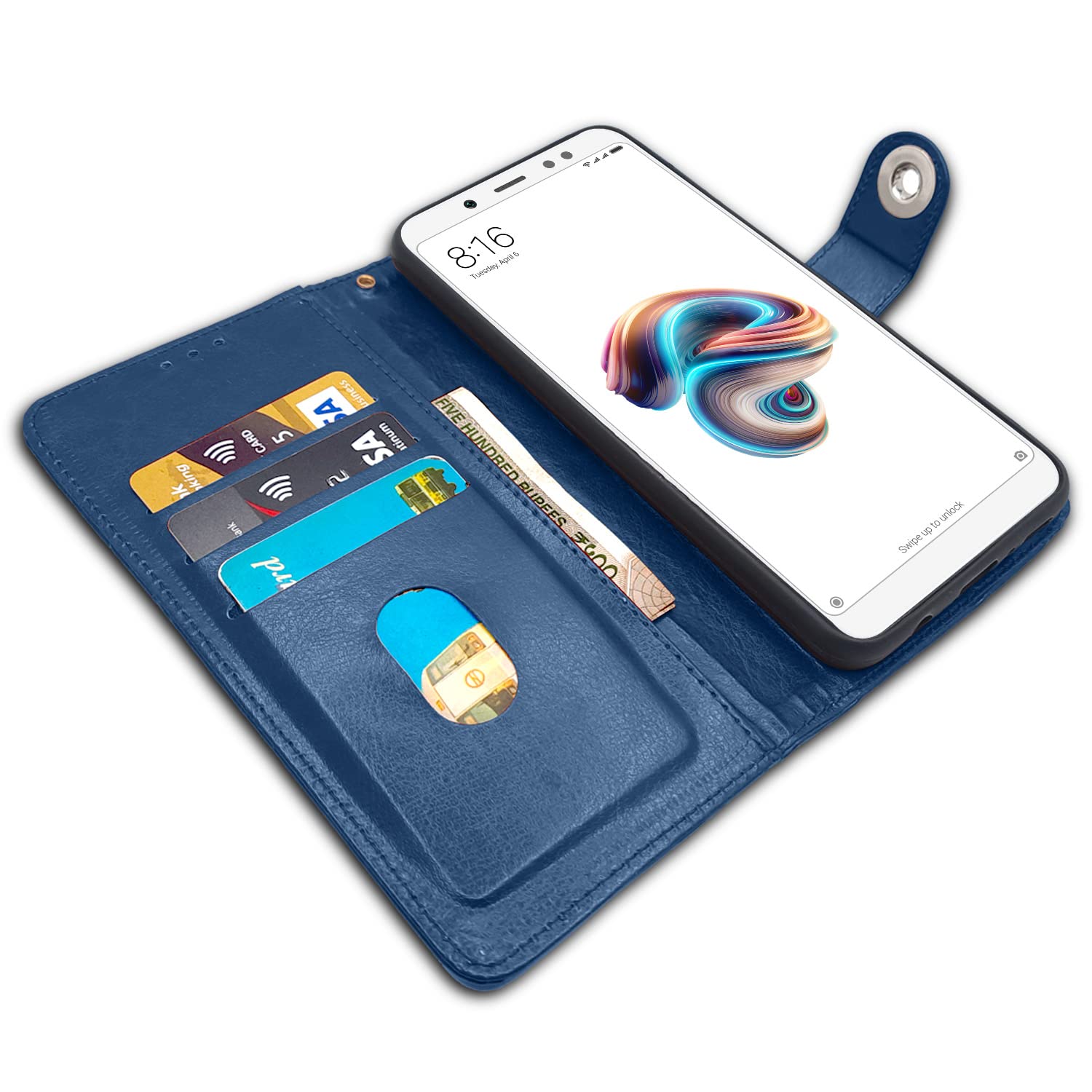 Pikkme Redmi Note 5 Pro Button Flip Cover  ( Blue)