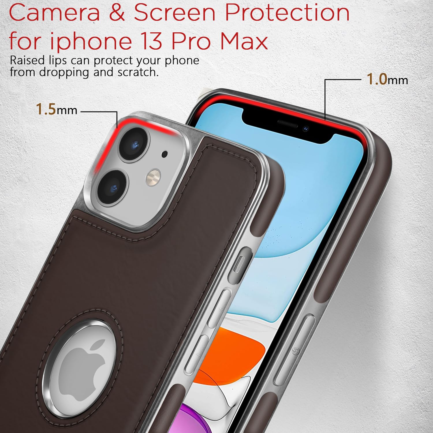 Pikkme iPhone 11 Silver Electroplated Chrome Leather Back Cover (Coffee)