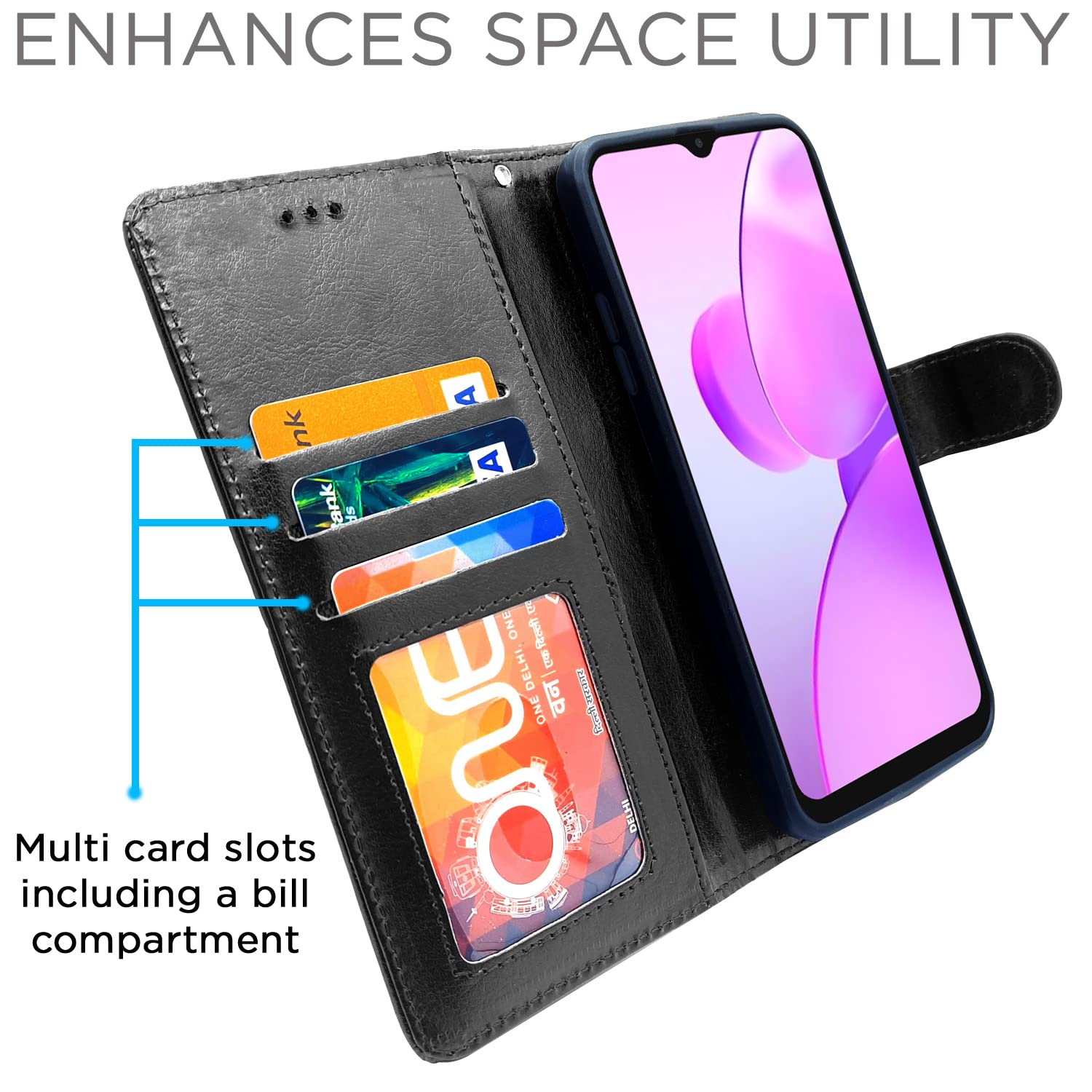 Pikkme Realme C31 Vintage Flip Cover | Black