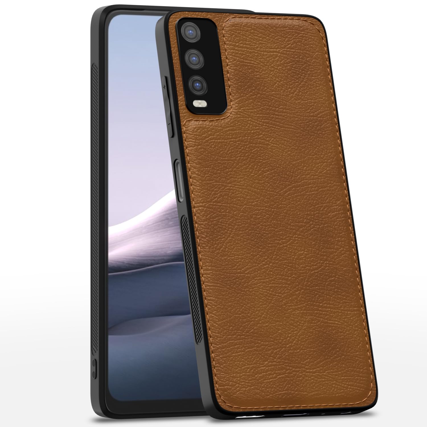 Pikkme brown Leather mobile back cover for Vivo Y12s/Y20/Y20i/Y20G