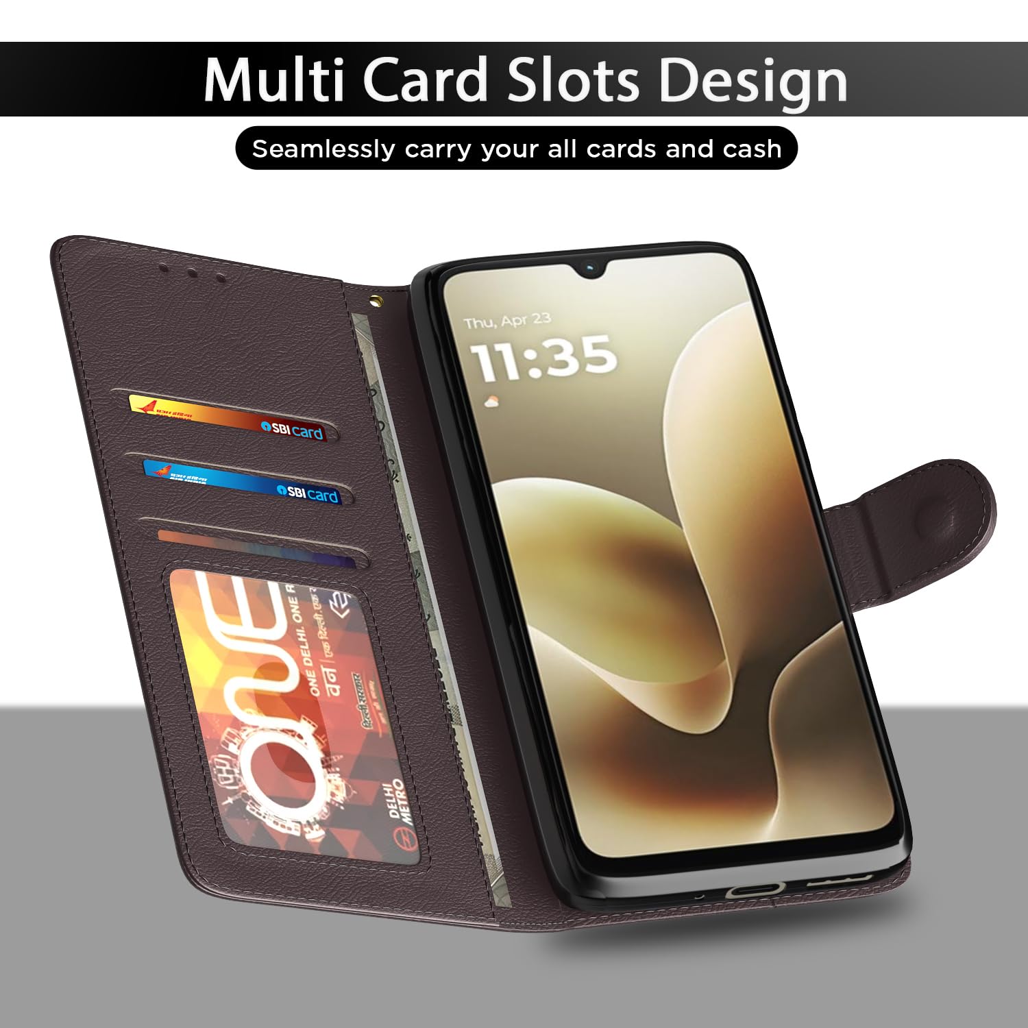 Pikkme coffee Wallet mobile flip cover for Moto G06 Power – photo 5
