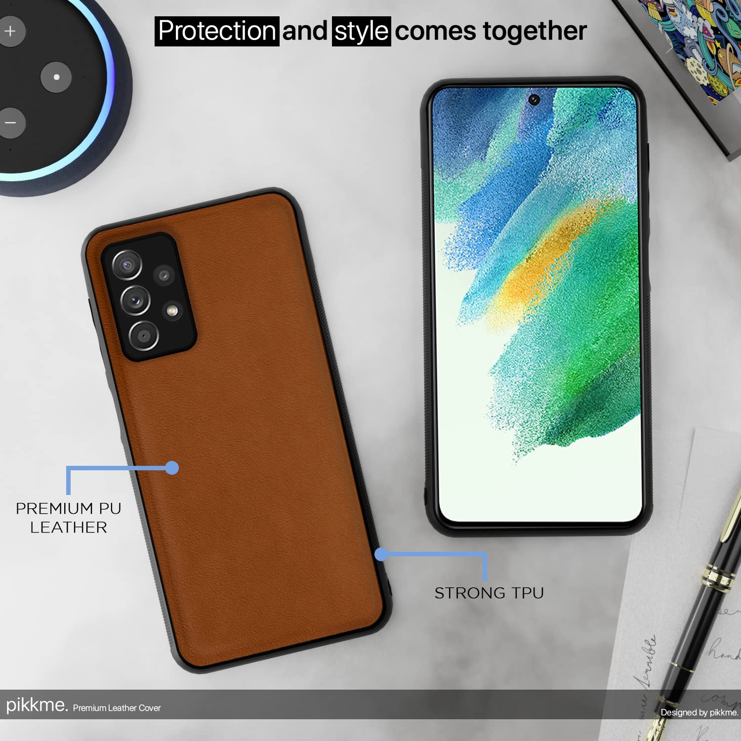 Pikkme Samsung A53 5G Leather camel mobile back cover – photo 4