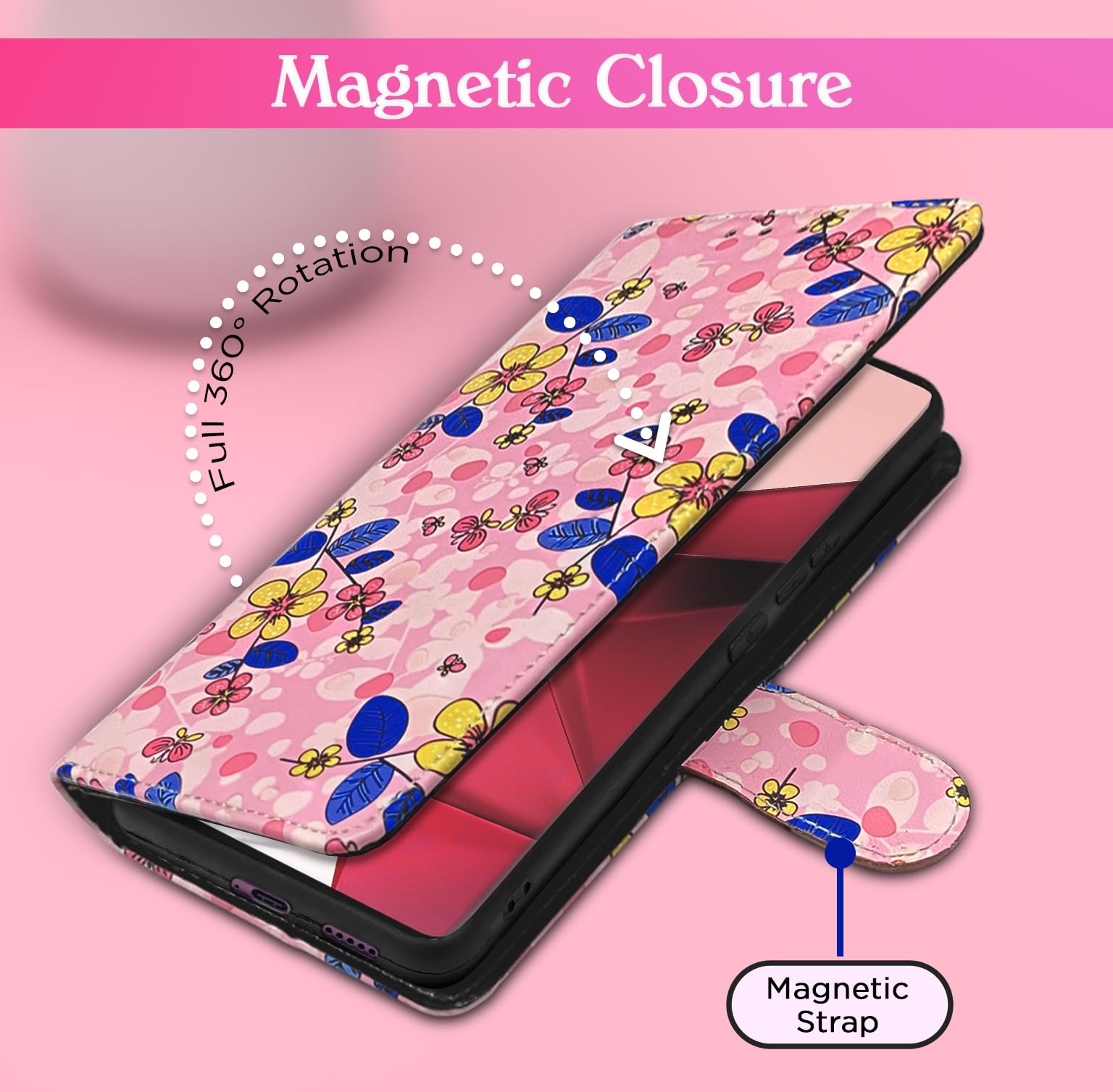 Vivo V29E flip cover in pink flower by Pikkme – photo 6