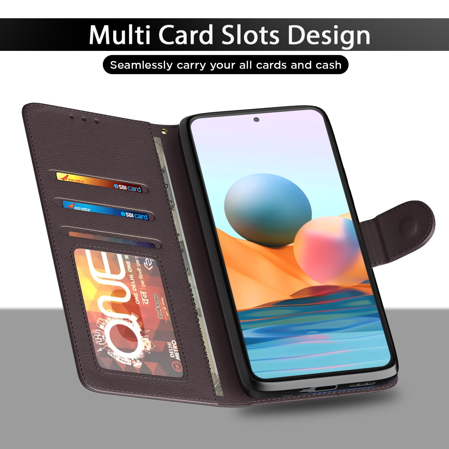 Redmi Note 10 Pro/Note 10 Pro Max wallet flip cover in coffee by Pikkme – photo 5