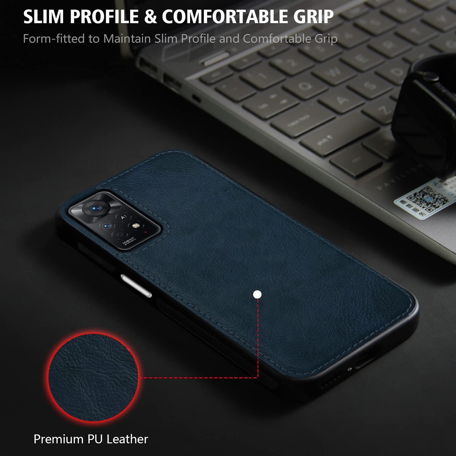 Pikkme Redmi Note 11 Pro/Note 11 Pro Plus 5G Leatherback Back Case | Blue