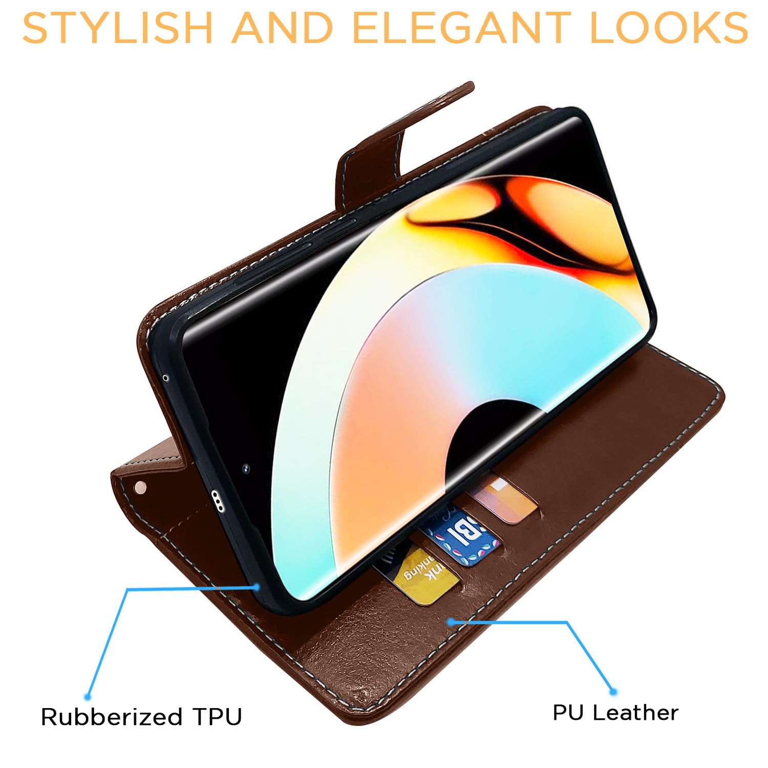 Brown & coffee wallet flip cover for Realme 10 Pro Plus 5G – Pikkme – photo 5