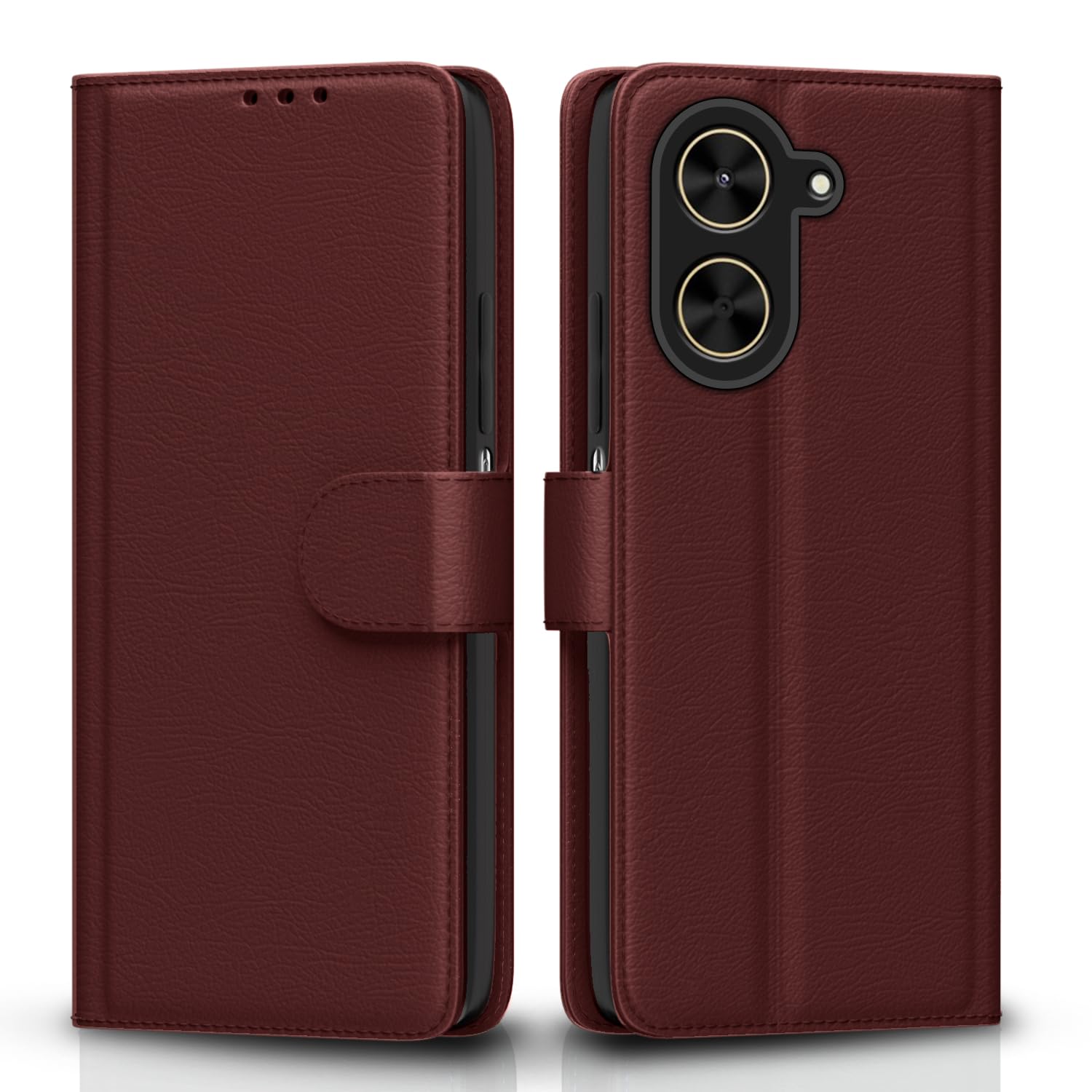 Poco C71/Redmi A5 Wallet flip cover in brown by Pikkme