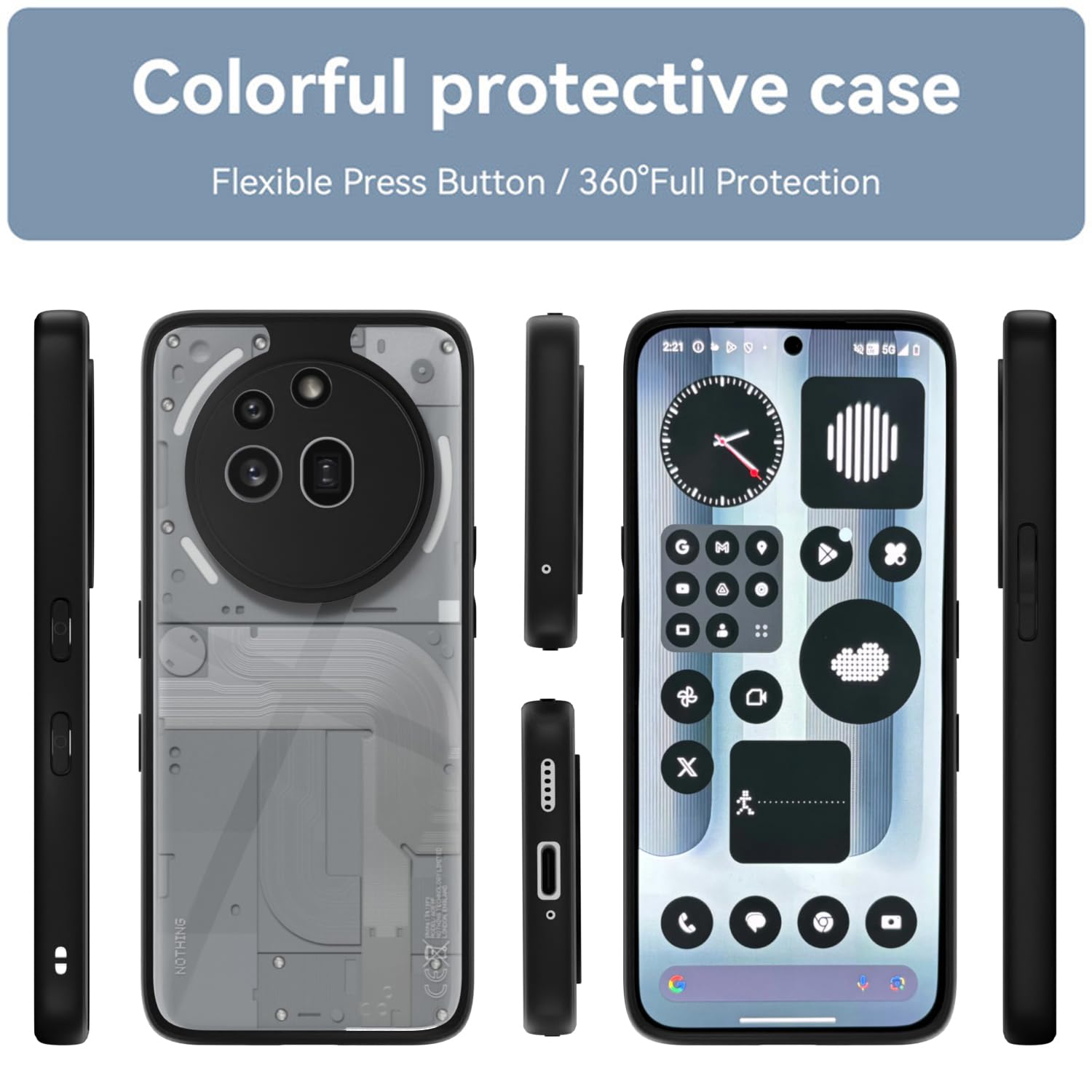 Pikkme Nothing Phone 3a Pro 5G Eagle 2 Back Cover (Black)