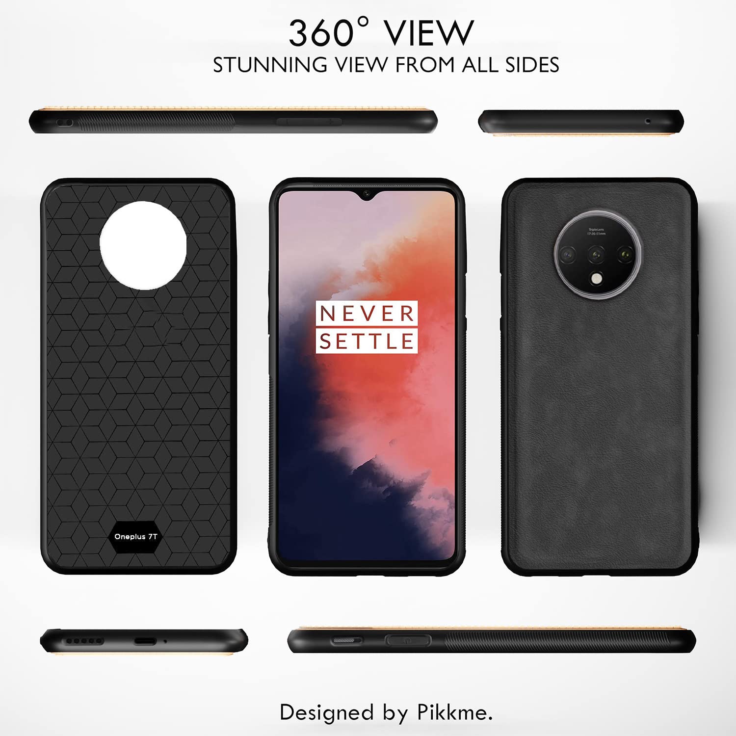 Pikkme OnePlus 7T Leather grey mobile back cover – photo 3