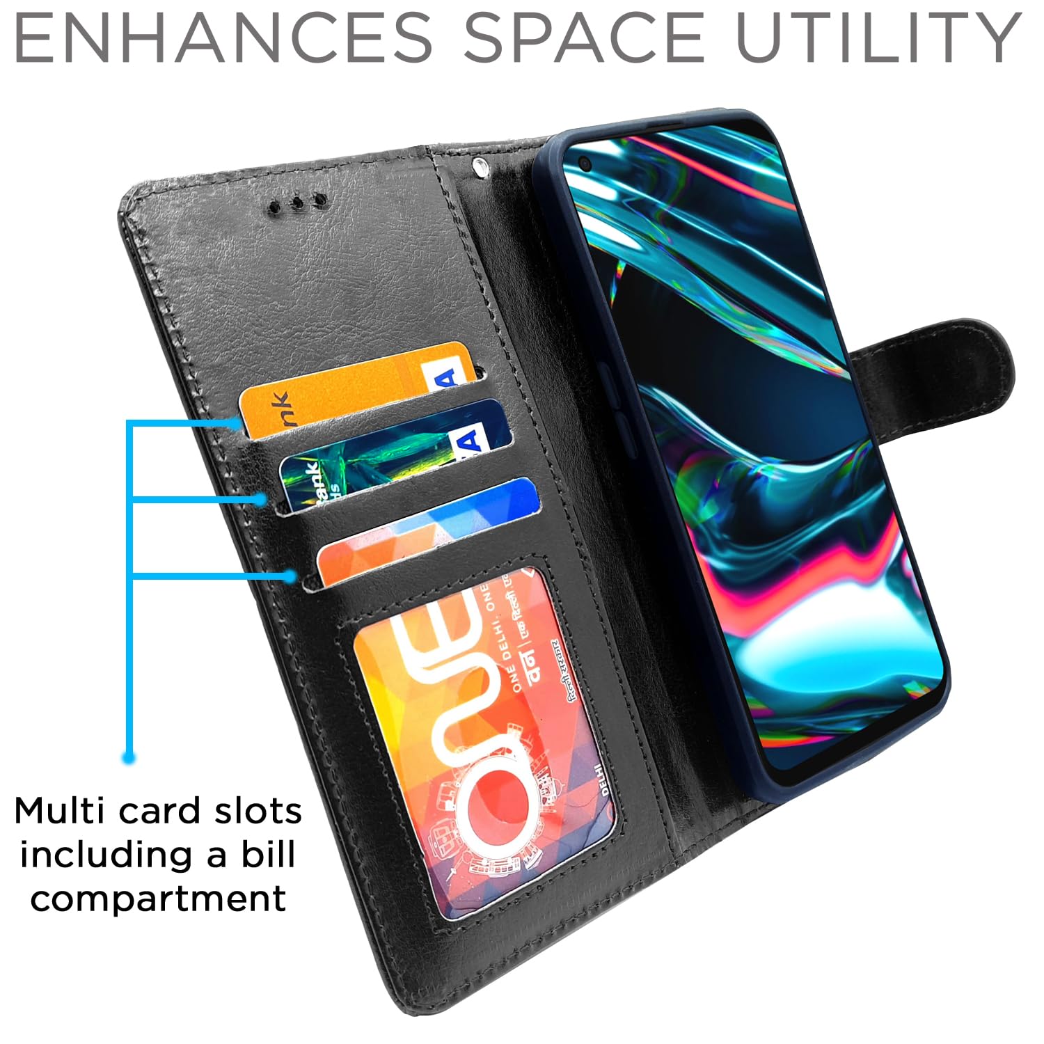 Black wallet flip cover for Realme 7 Pro – Pikkme – photo 2