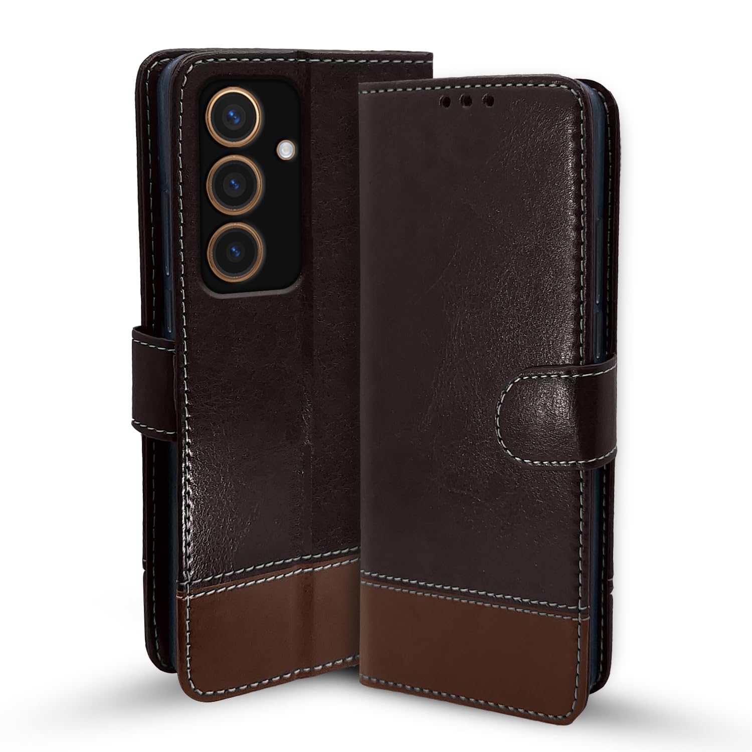 Samsung S24 5G mobile flip cover in coffee & brown by Pikkme