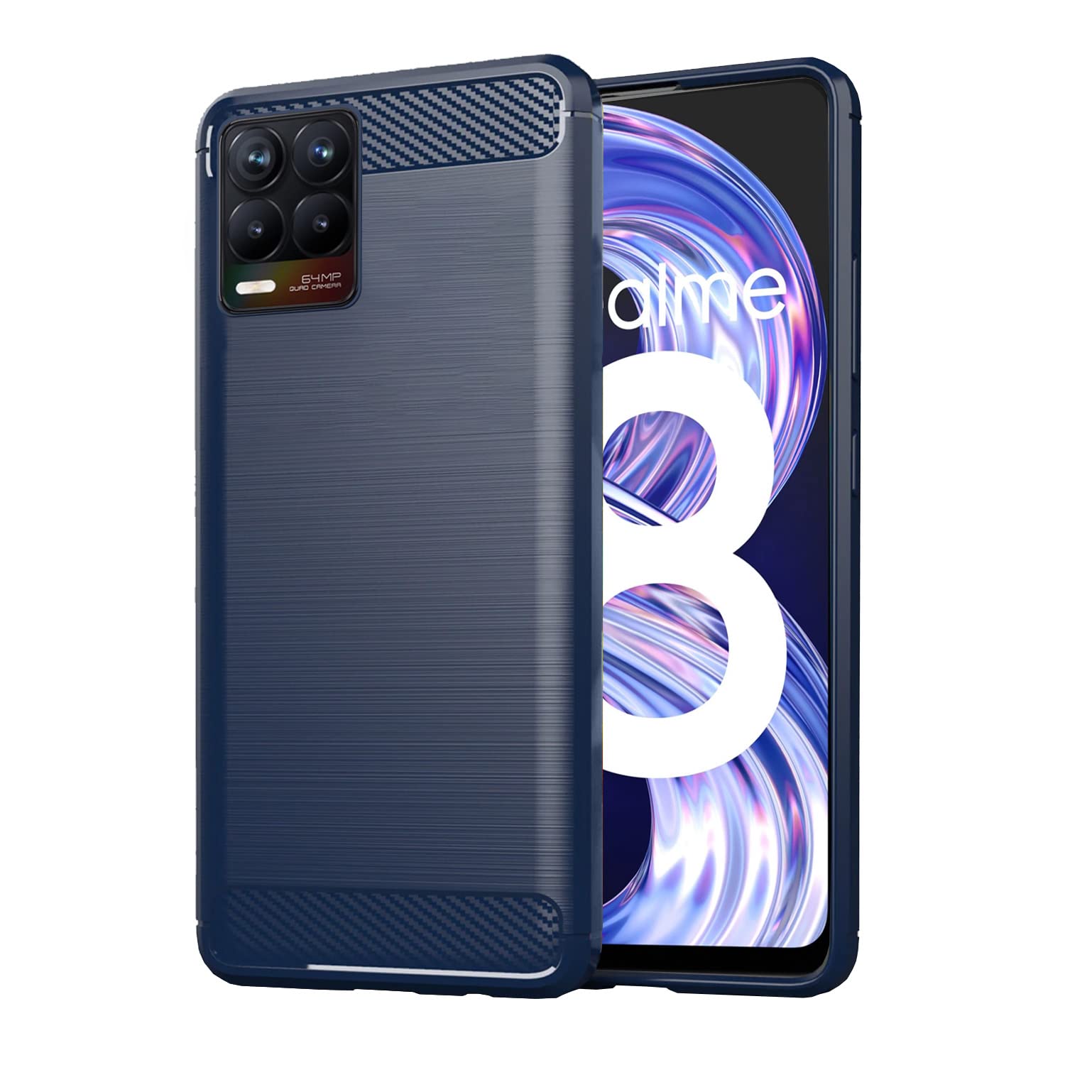Realme 8 4G / Realme 8 Pro Hybrid Carbon Fiber Back Cover - Blue