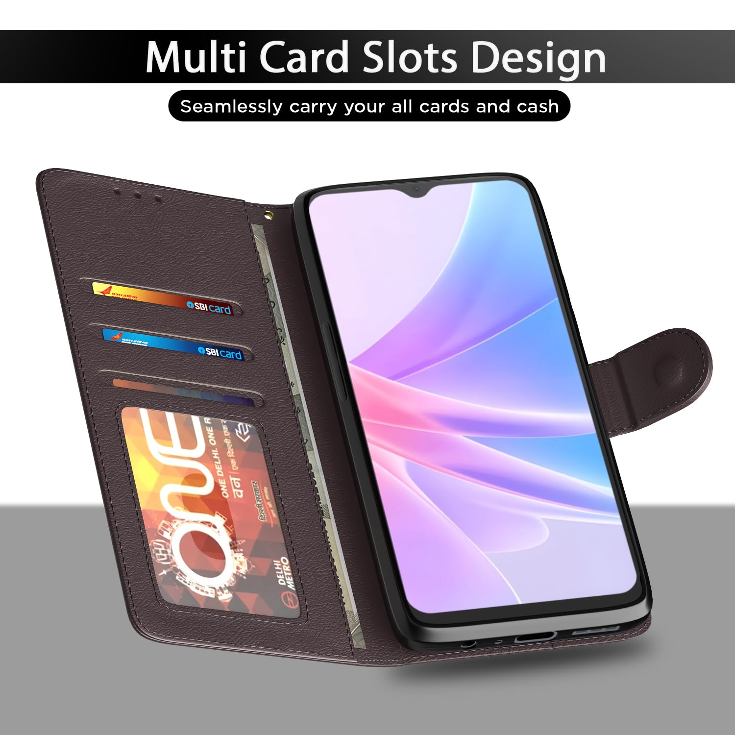 Pikkme Oppo A78 5G Wallet coffee mobile flip cover – photo 5