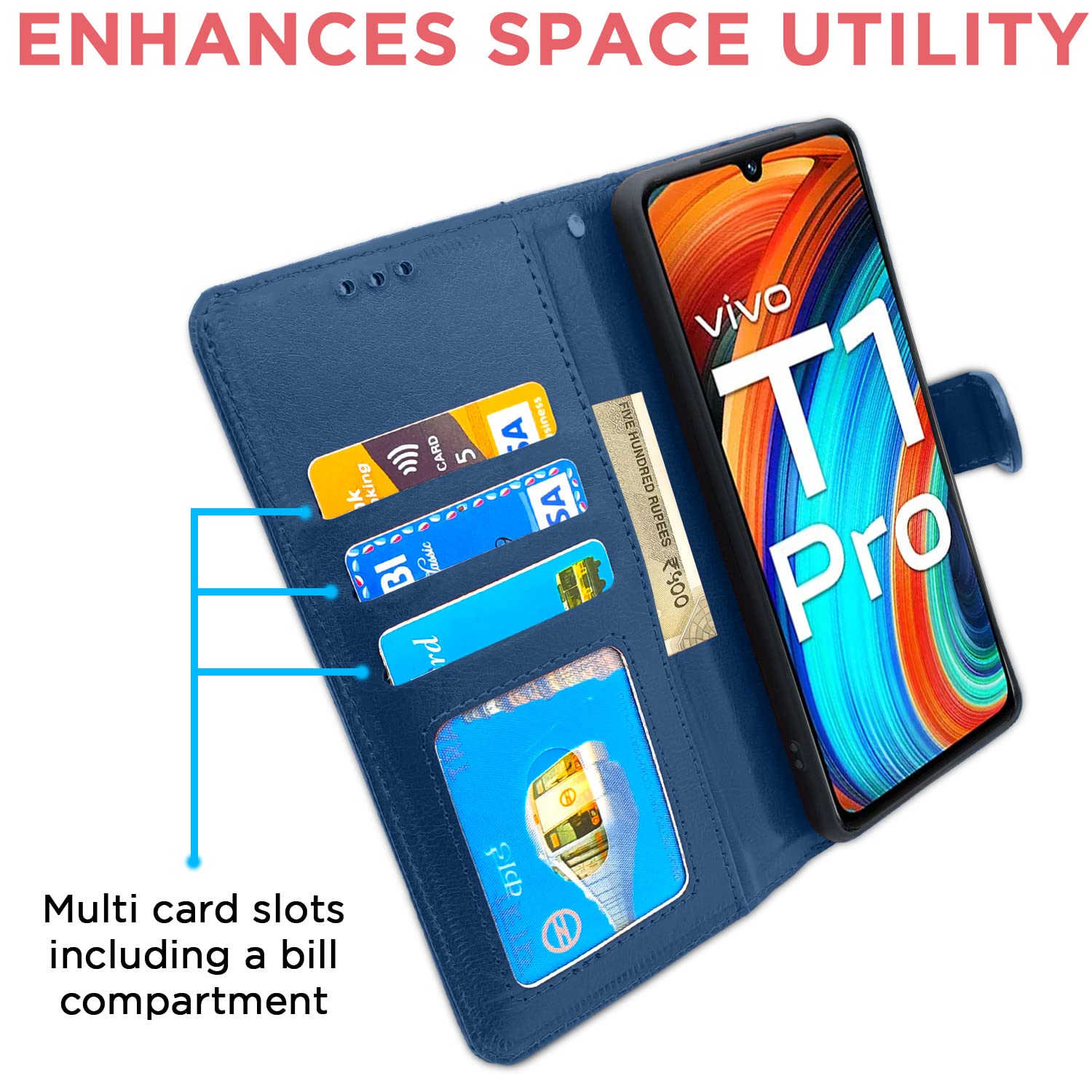 Pikkme Vivo T1 Pro/iQOO Z6 Pro 5G Wallet blue flip case – photo 2