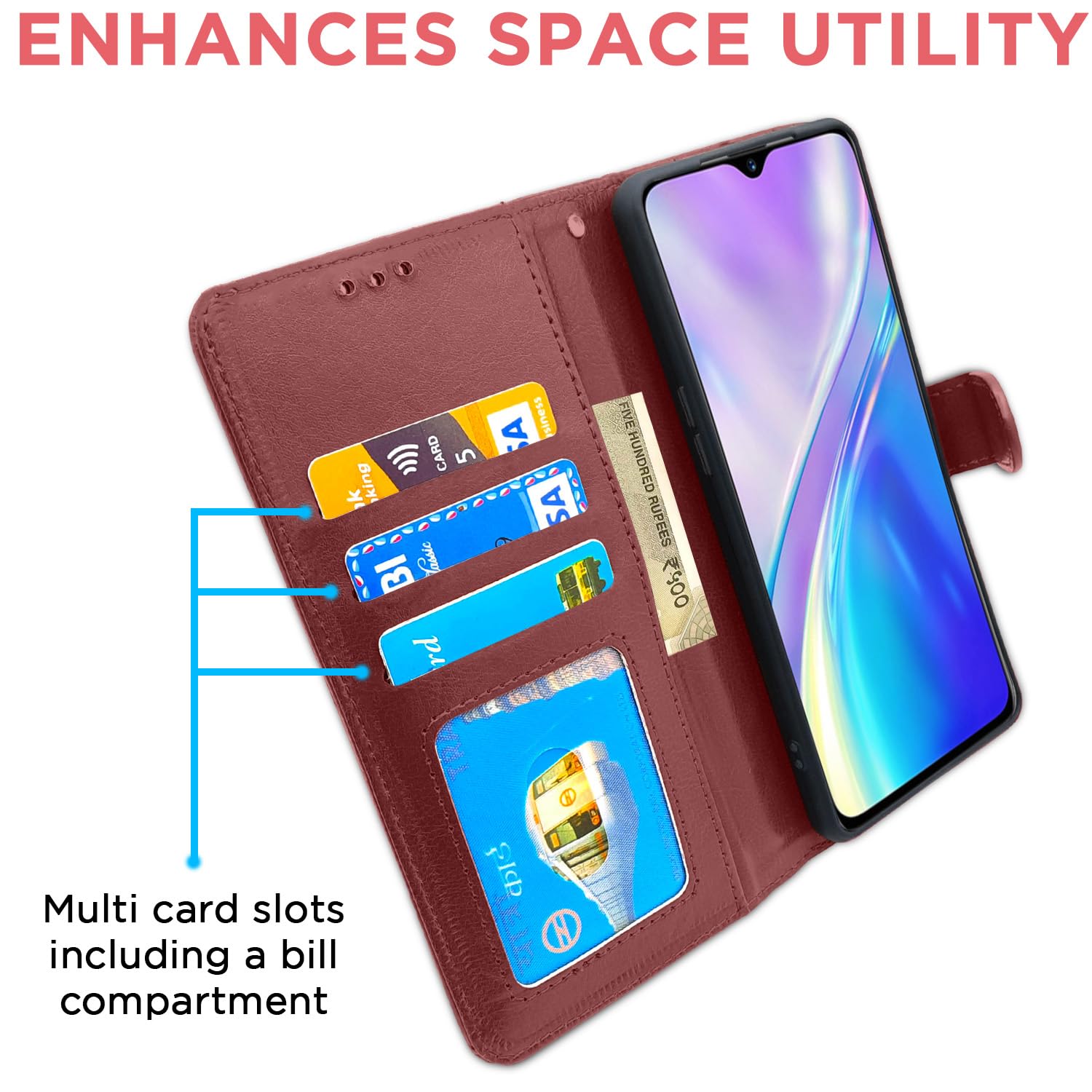 Pikkme Realme XT Flip Vintage Flip Cover | Brown