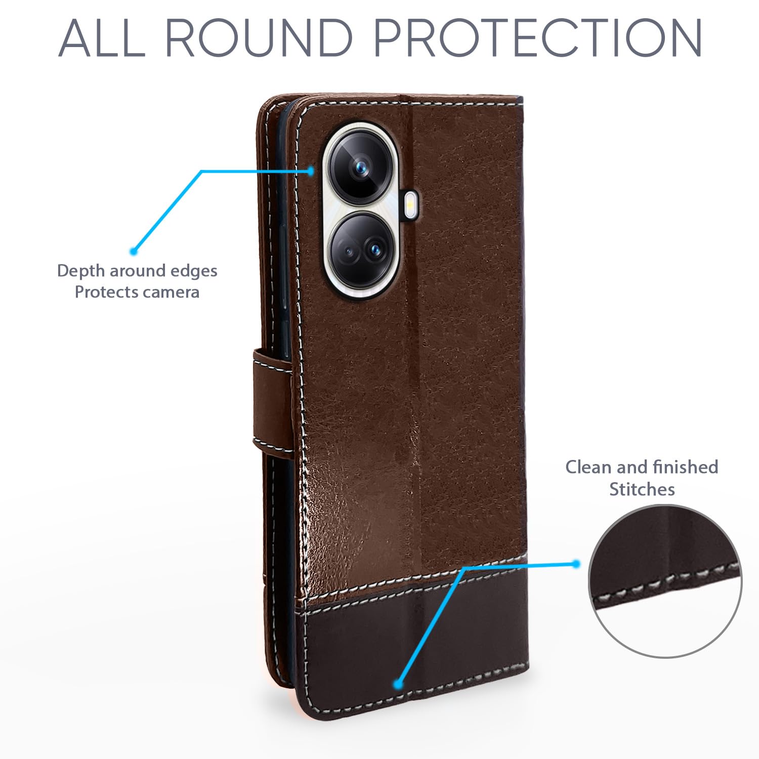Pikkme brown & coffee wallet flip cover for Realme 10 Pro Plus 5G – photo 3