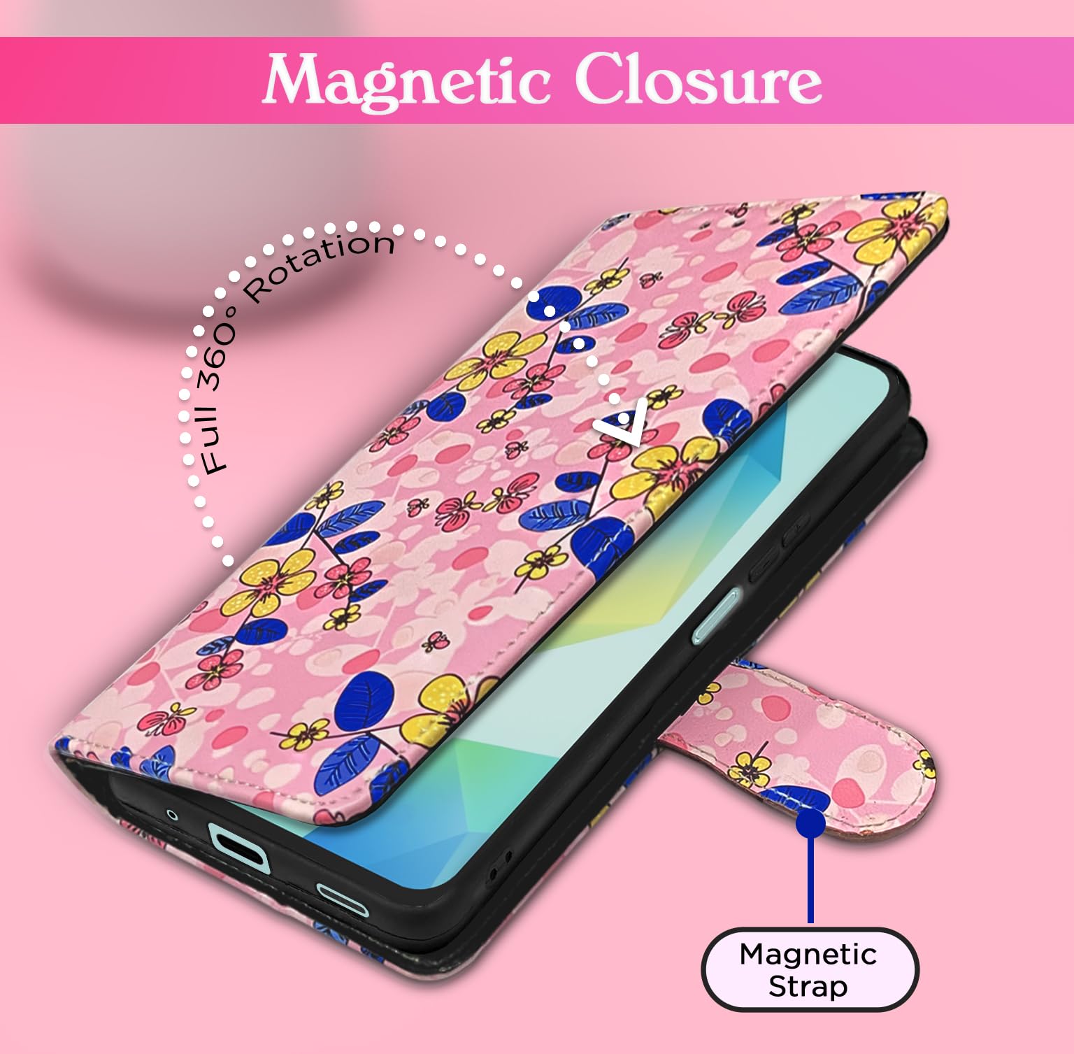 Pikkme Samsung A16 5G Wallet pink flower flip case – photo 6