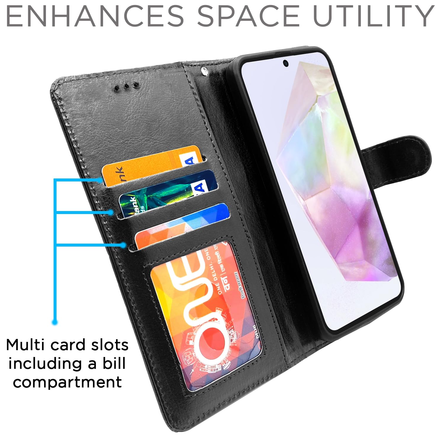 Black Wallet flip cover for Samsung A35 5G – Pikkme – photo 2