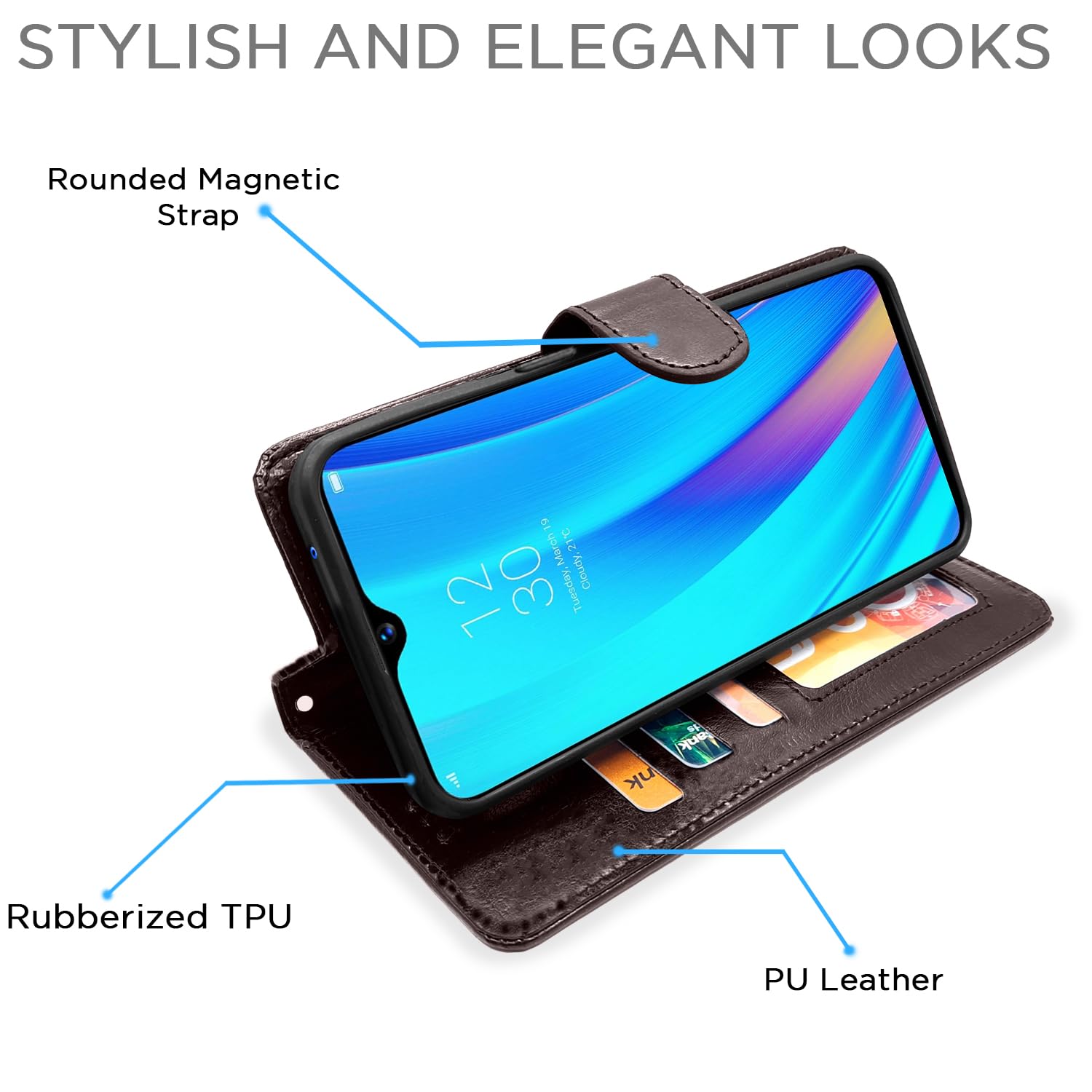 Pikkme Realme 3 Pro Vintage Flip Cover (Coffee)