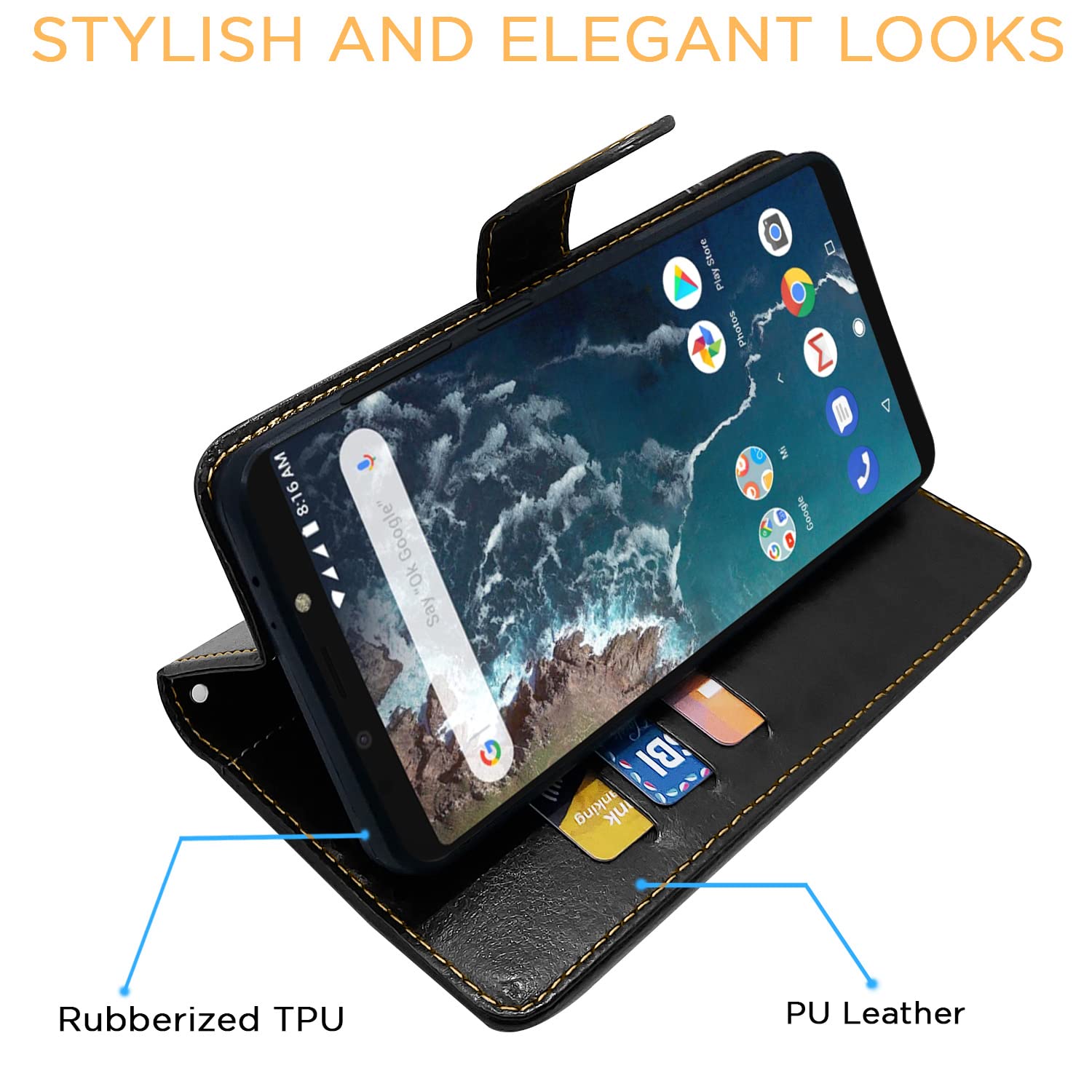 Pikkme black & brown Magnetic mobile flip cover for Mi A2 – photo 5