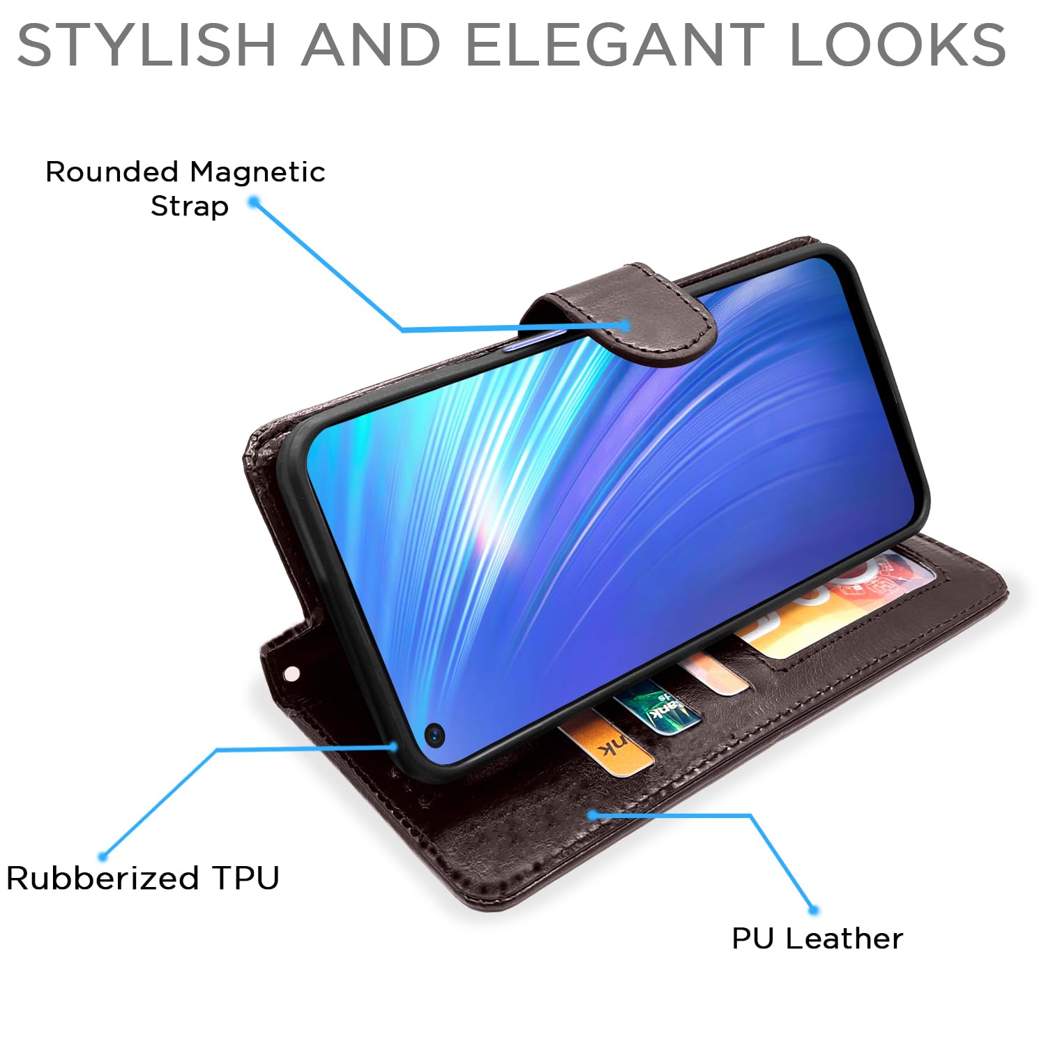 Pikkme Realme 6 Vintage Flip Cover (Coffee)