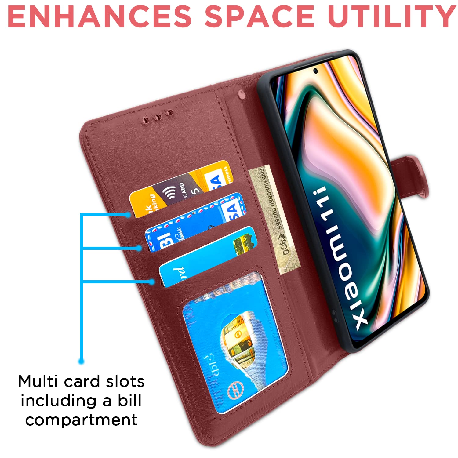Pikkme Mi 11i 5G/11i brown flip case – photo 3