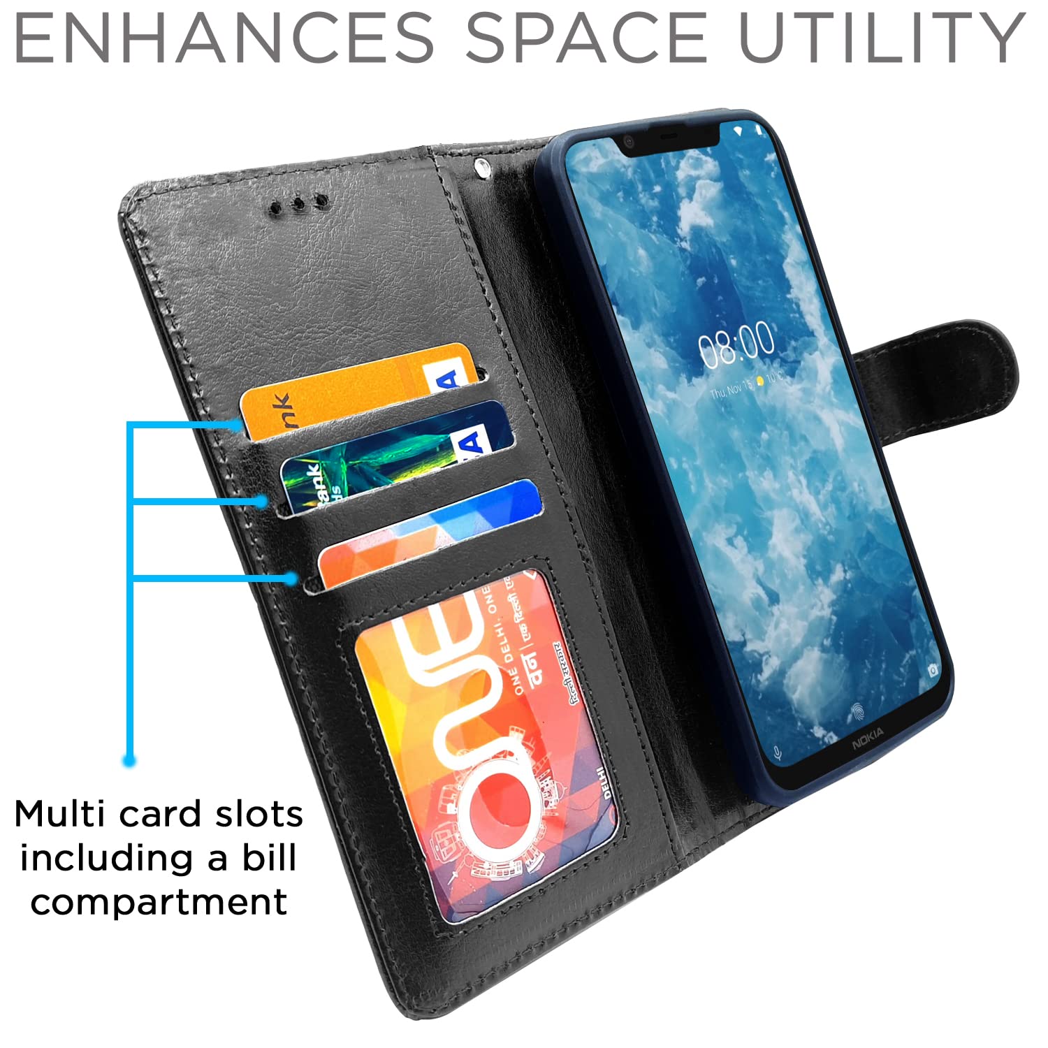 Black flip cover for Nokia 8.1 – Pikkme – photo 3