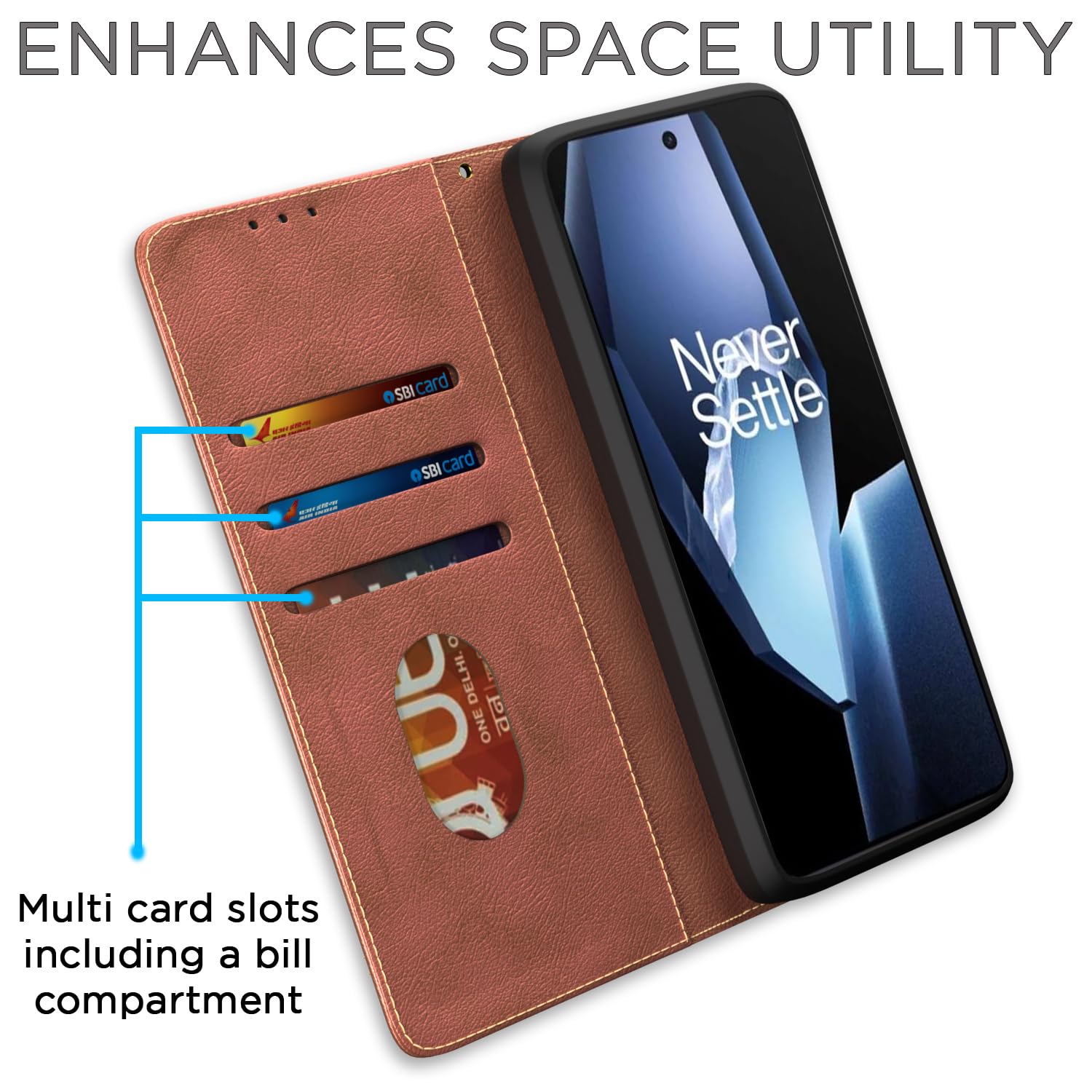 OnePlus 13R 5G flip cover in brown by Pikkme – photo 3