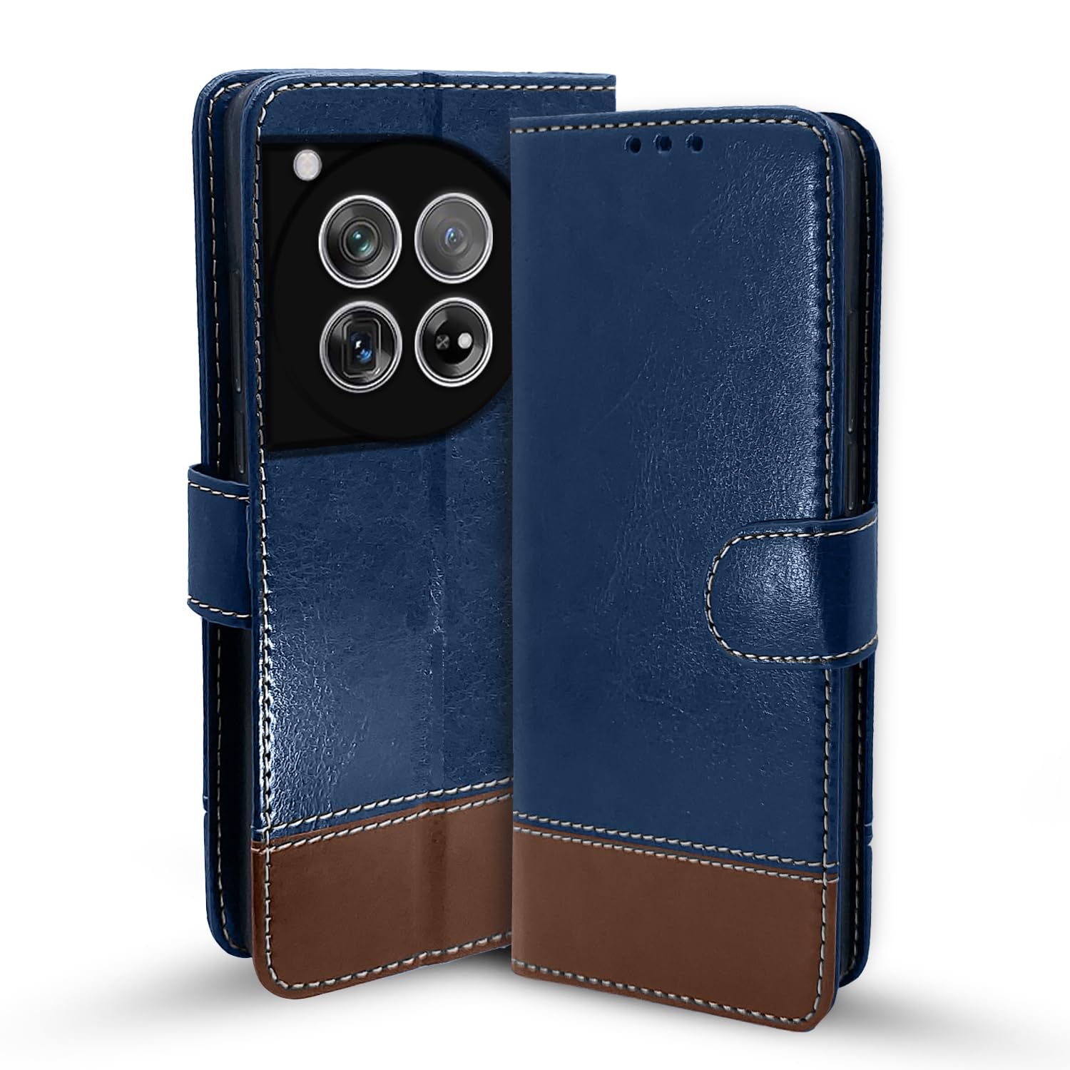 Pikkme OnePlus 12 5G blue & brown mobile flip cover