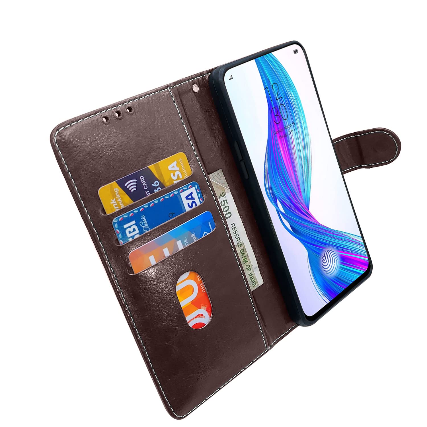 Pikkme coffee & brown wallet flip cover for Oppo K3/Realme X – photo 4