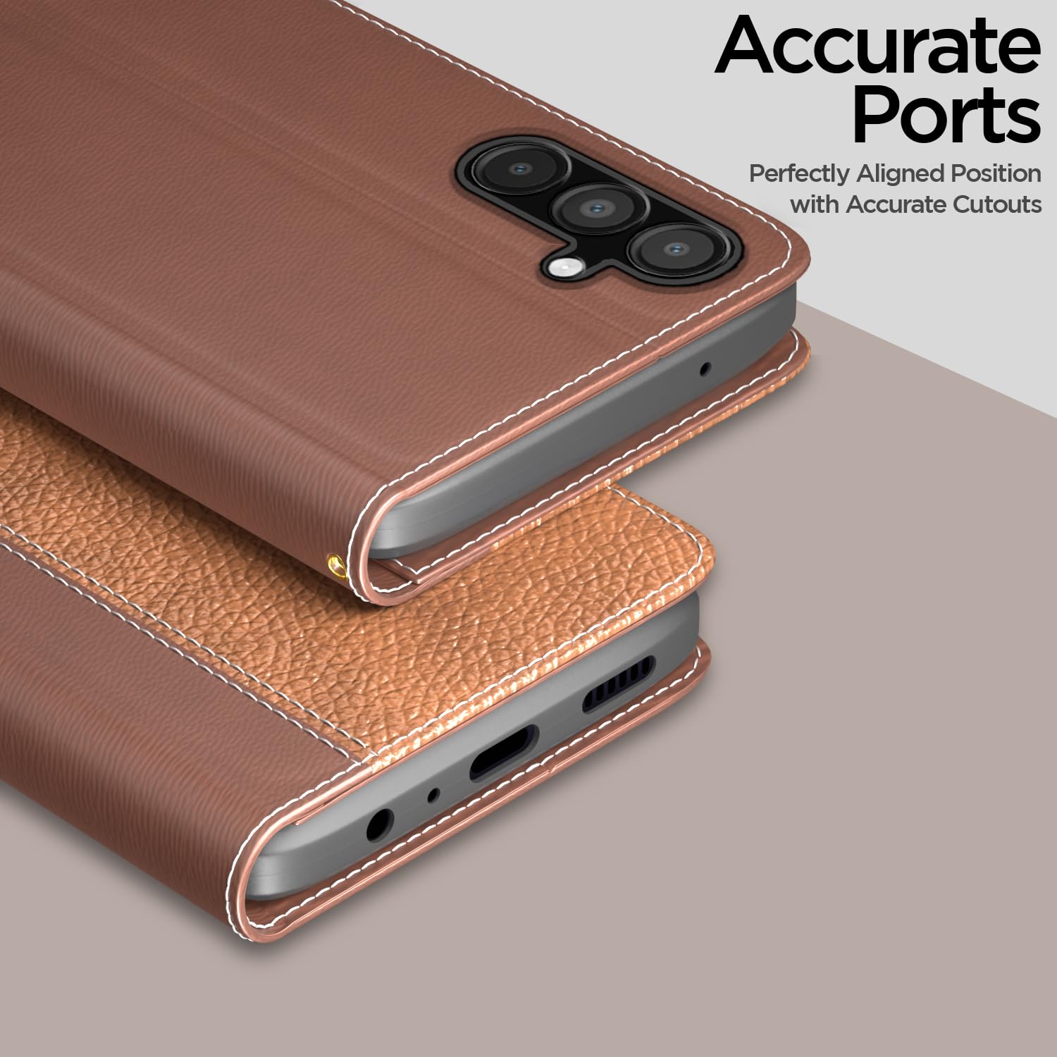 Pikkme tan Wallet mobile flip cover for Samsung F15/M15/M15 Prime 5G – photo 2