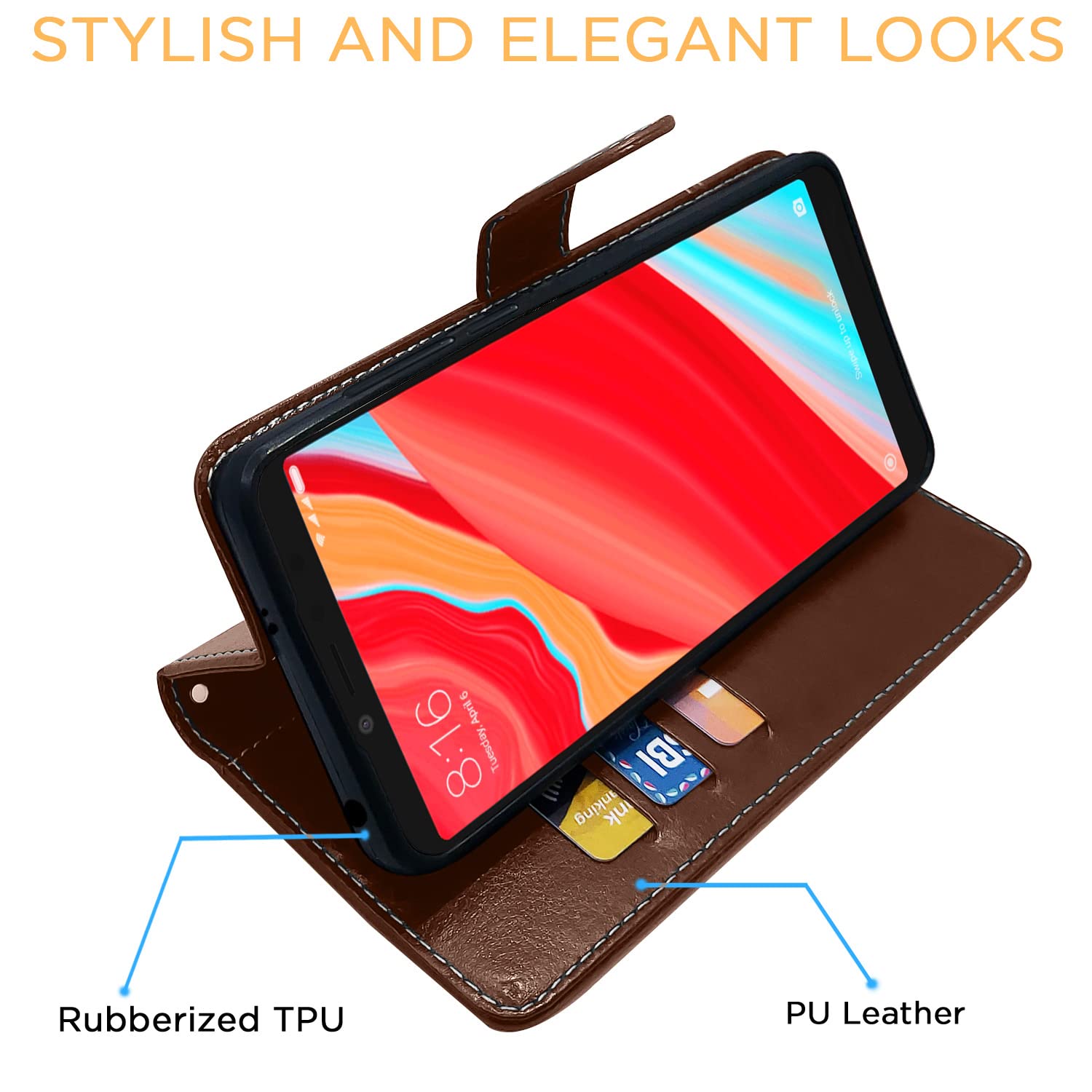 Redmi Y2 Magnetic mobile flip cover in brown & coffee by Pikkme – photo 6