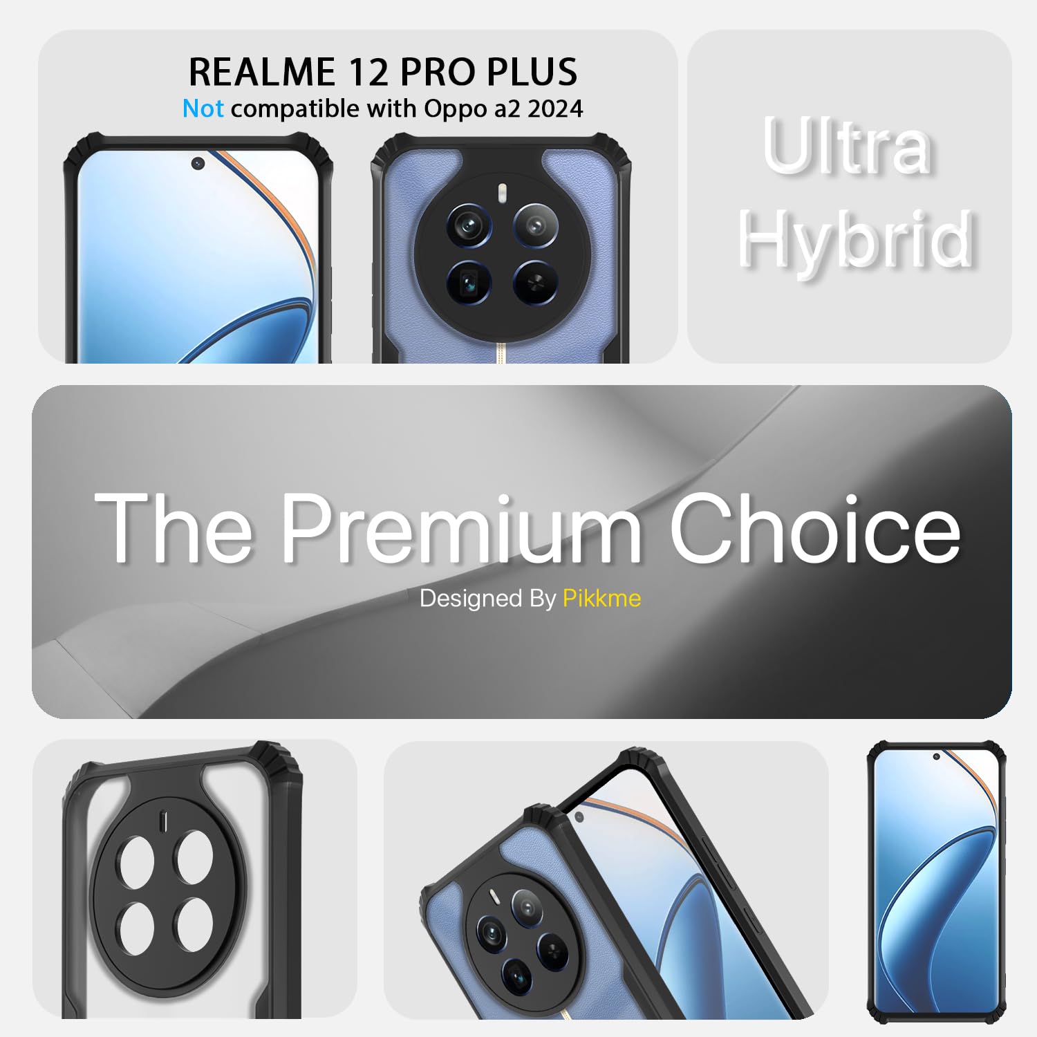 Realme 12 Pro/12 Pro Plus 5G Clear back cover in black by Pikkme – photo 3