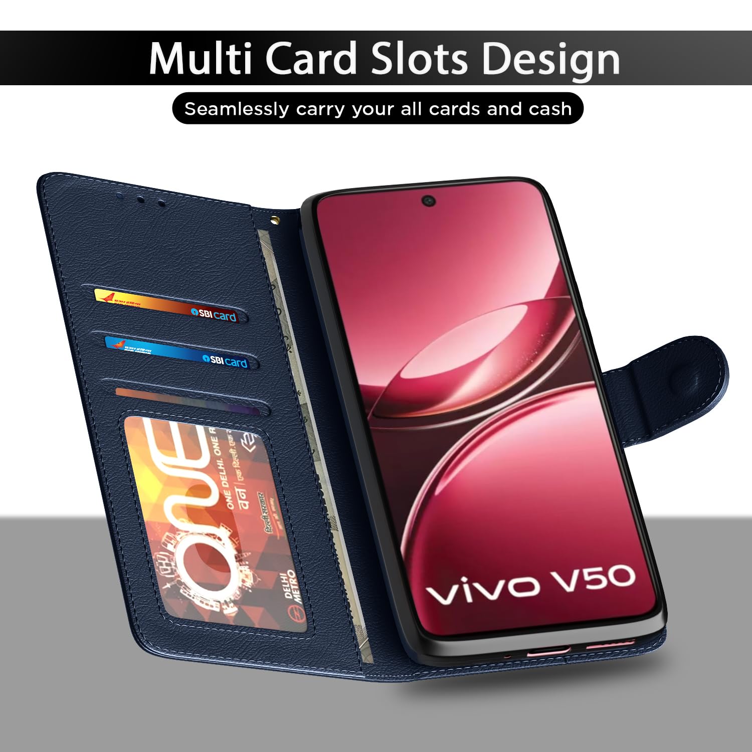 Blue Wallet flip cover for iQOO Z10R/Vivo V50/V50e/Vivo T4R 5G – Pikkme – photo 5