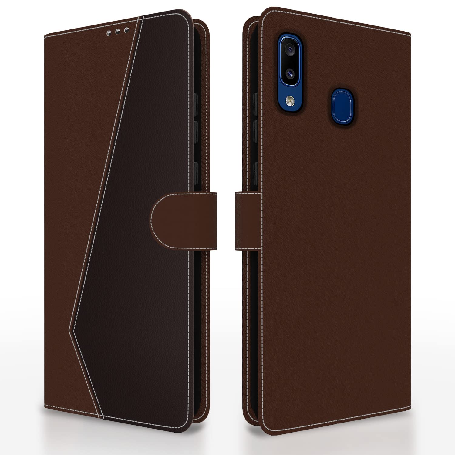 Samsung A30/A20/M10s Magnetic flip case in brown & coffee by Pikkme