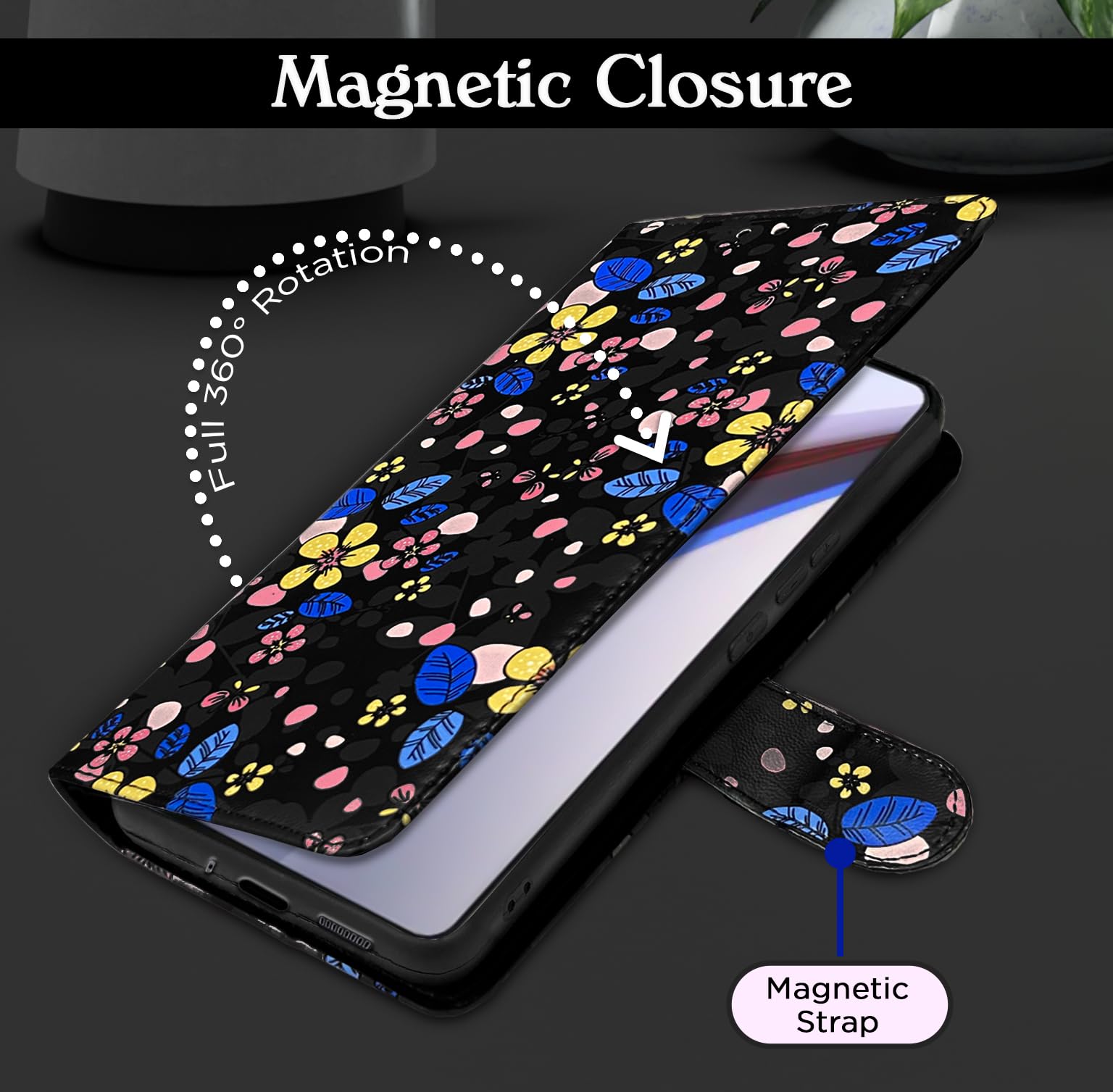 iQOO 12 5G flip cover in black flower by Pikkme – photo 2