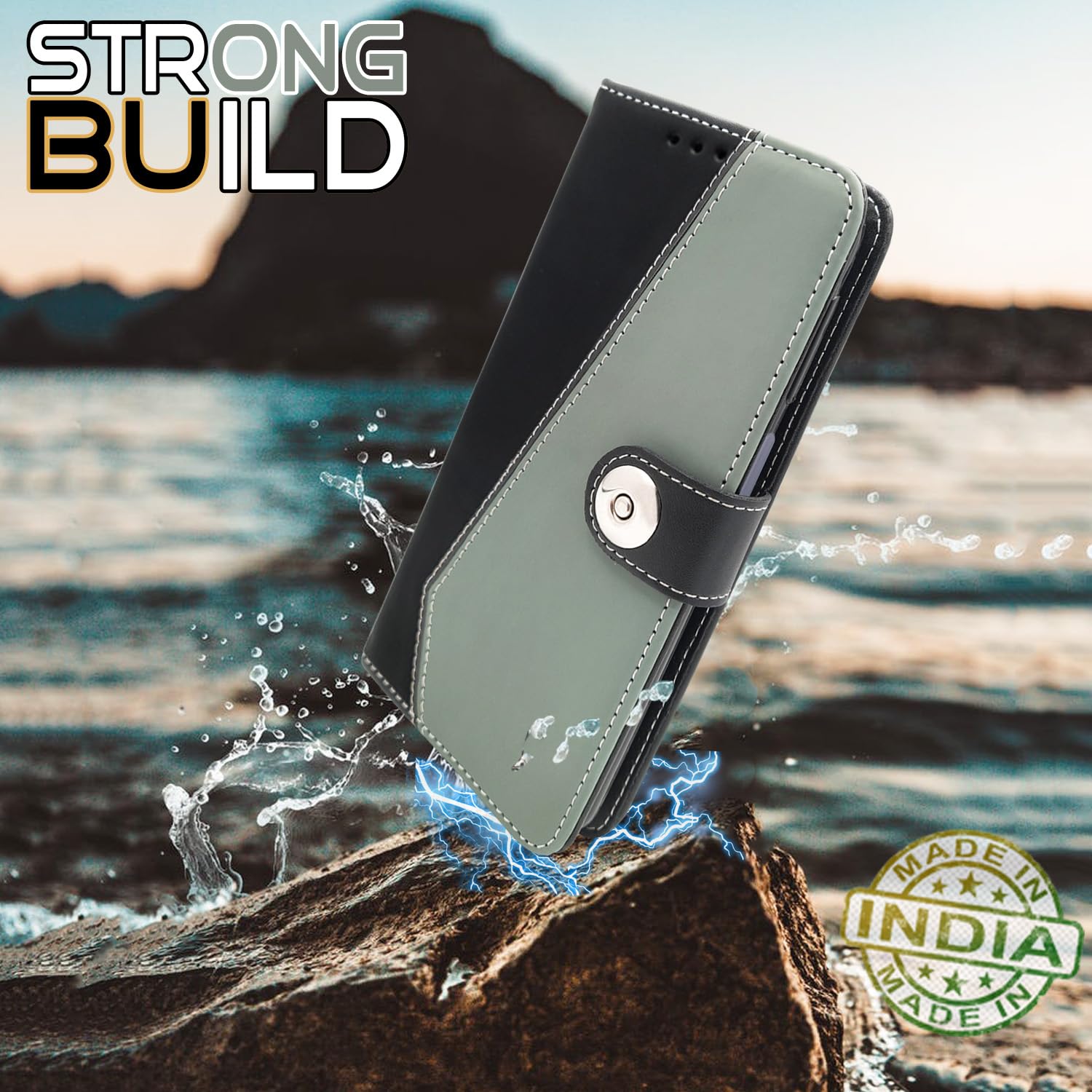 Pikkme Samsung Galaxy A15 5G Wallet Style Inbuilt Pockets & Stand | Strong Magnetic Flip Cover (Grey)