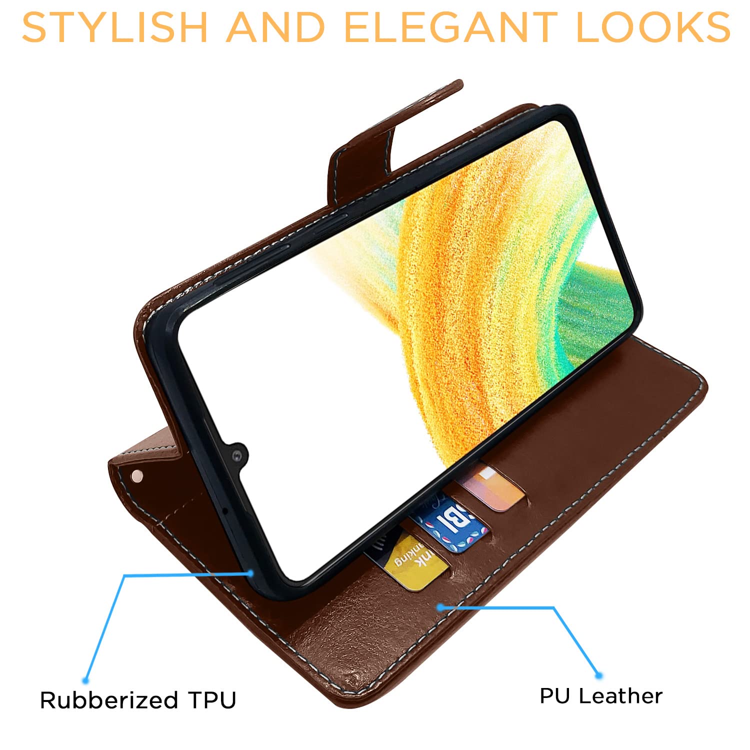 Pikkme brown & coffee wallet flip cover for Samsung A33 5G – photo 5