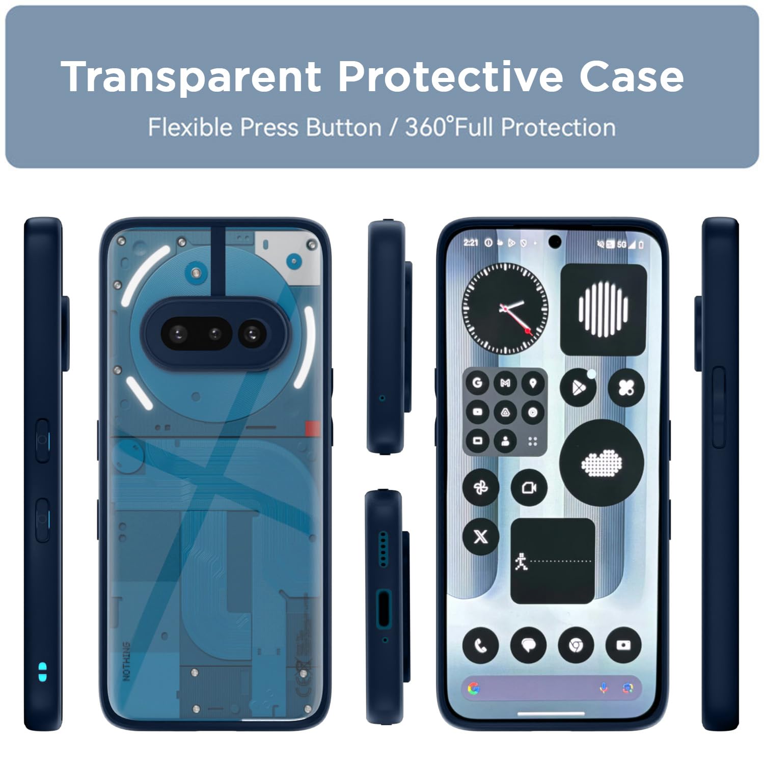 Pikkme Nothing Phone 3a 5G Eagle 2 Shockproof Sleek Hybrid Armor Back Cover (Blue)