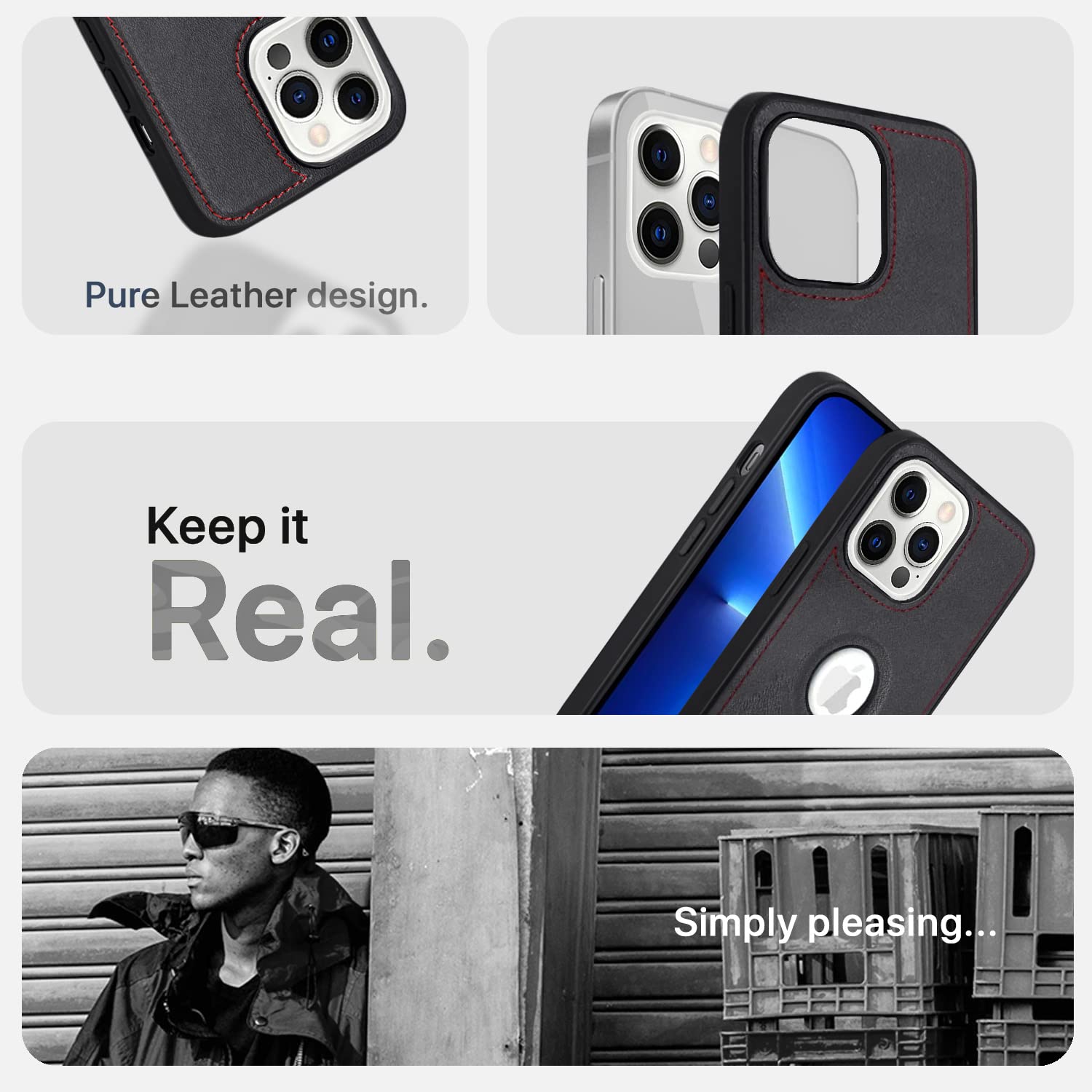 Black Leather mobile back cover for iPhone 13 Pro Max – Pikkme – photo 5