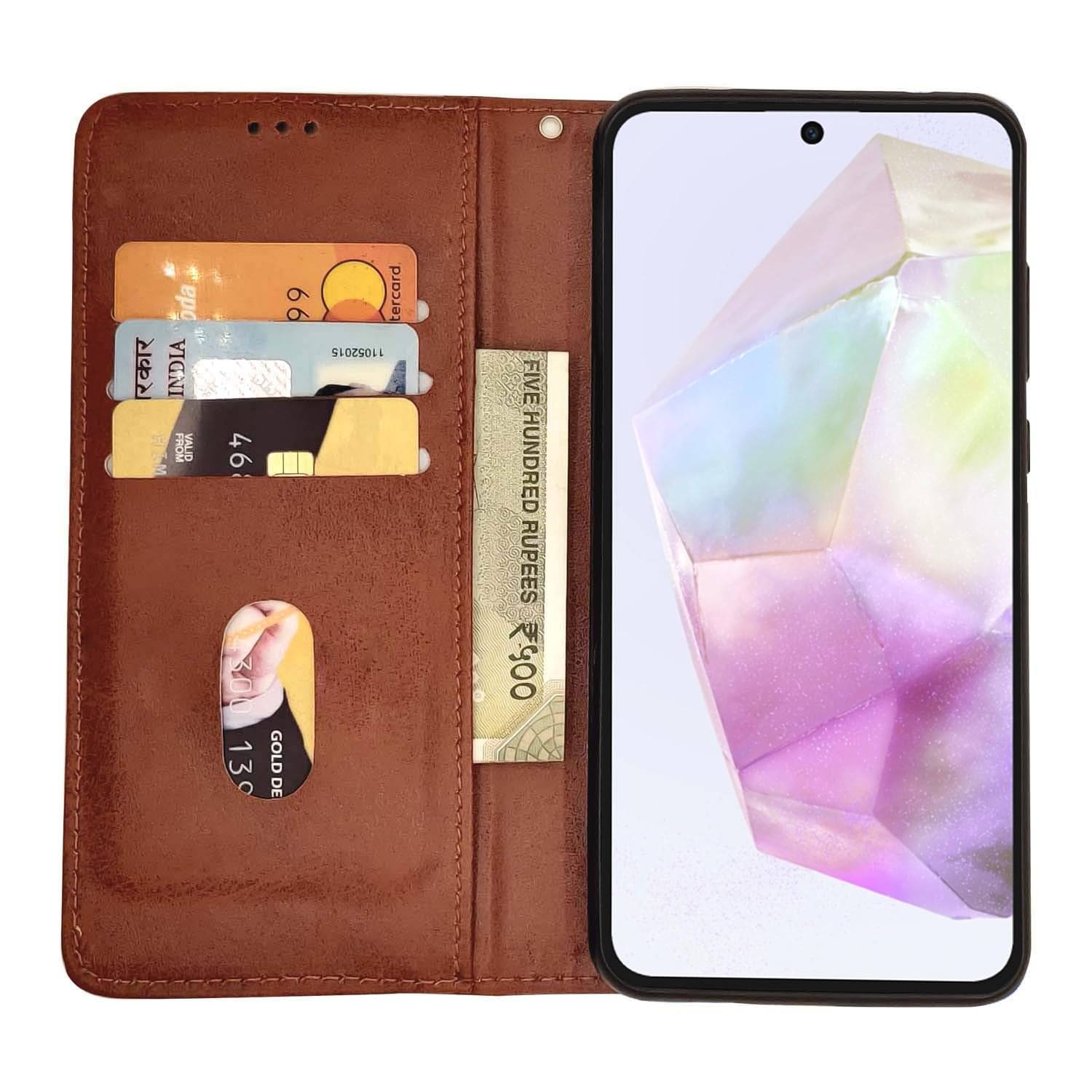 Pikkme Samsung Galaxy A35 5G Magnetic Flip Cover (Brown)